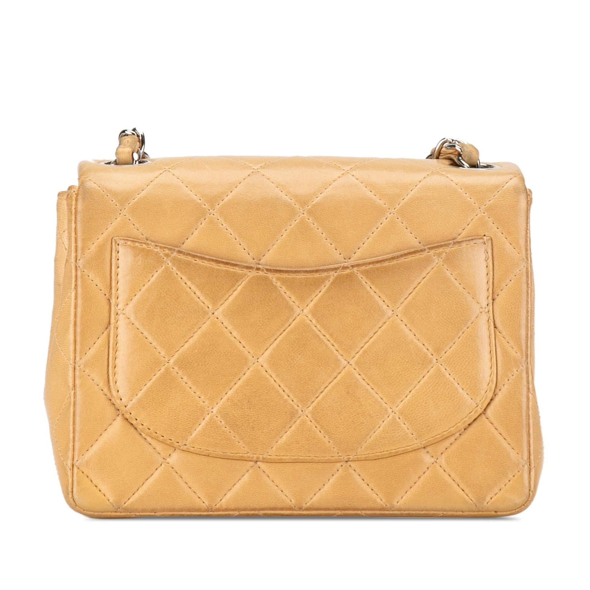 Chanel Square Classic Lambskin Single Flap Mini Bag Shg Jnohqq