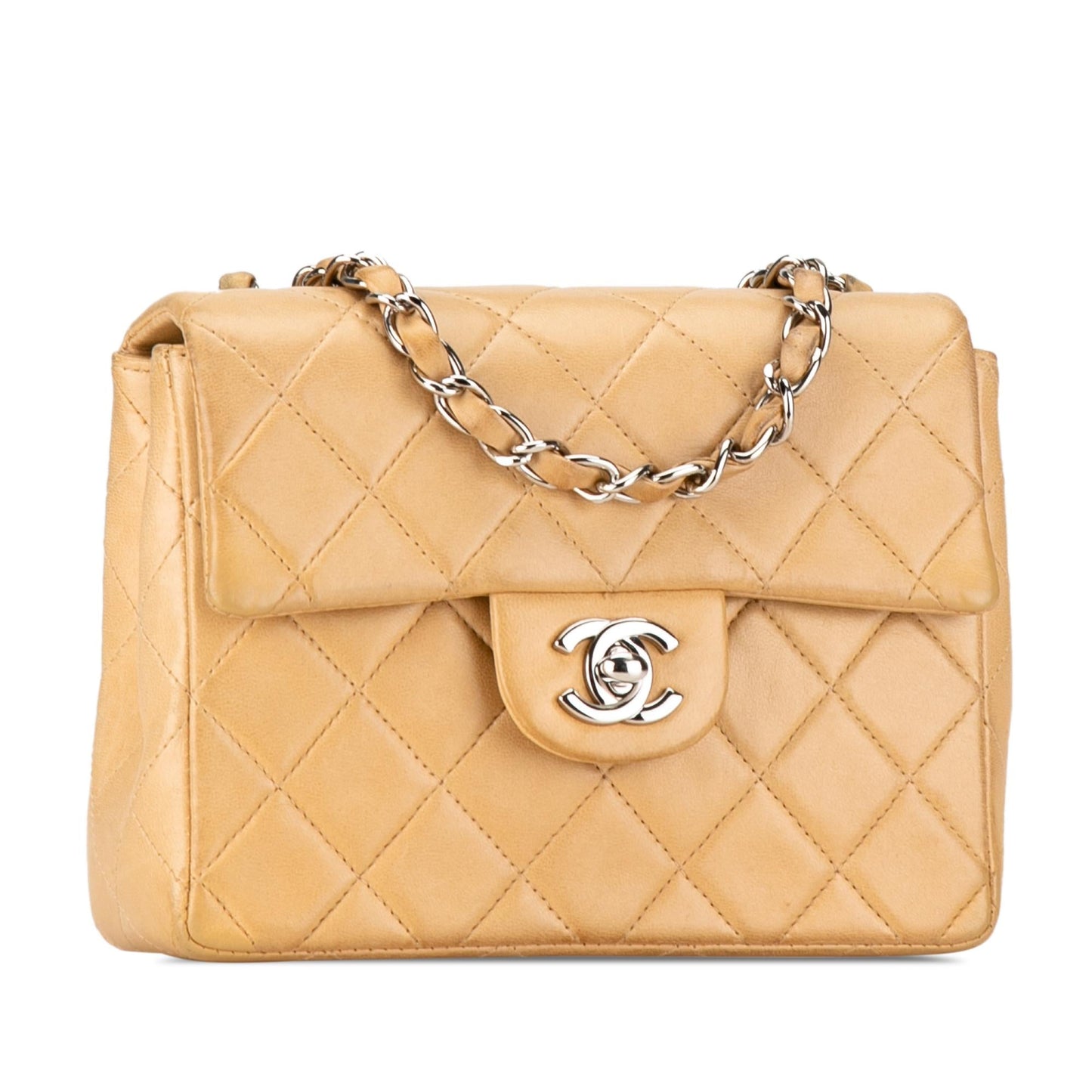 Chanel Square Classic Lambskin Single Flap Mini Bag Shg Jnohqq