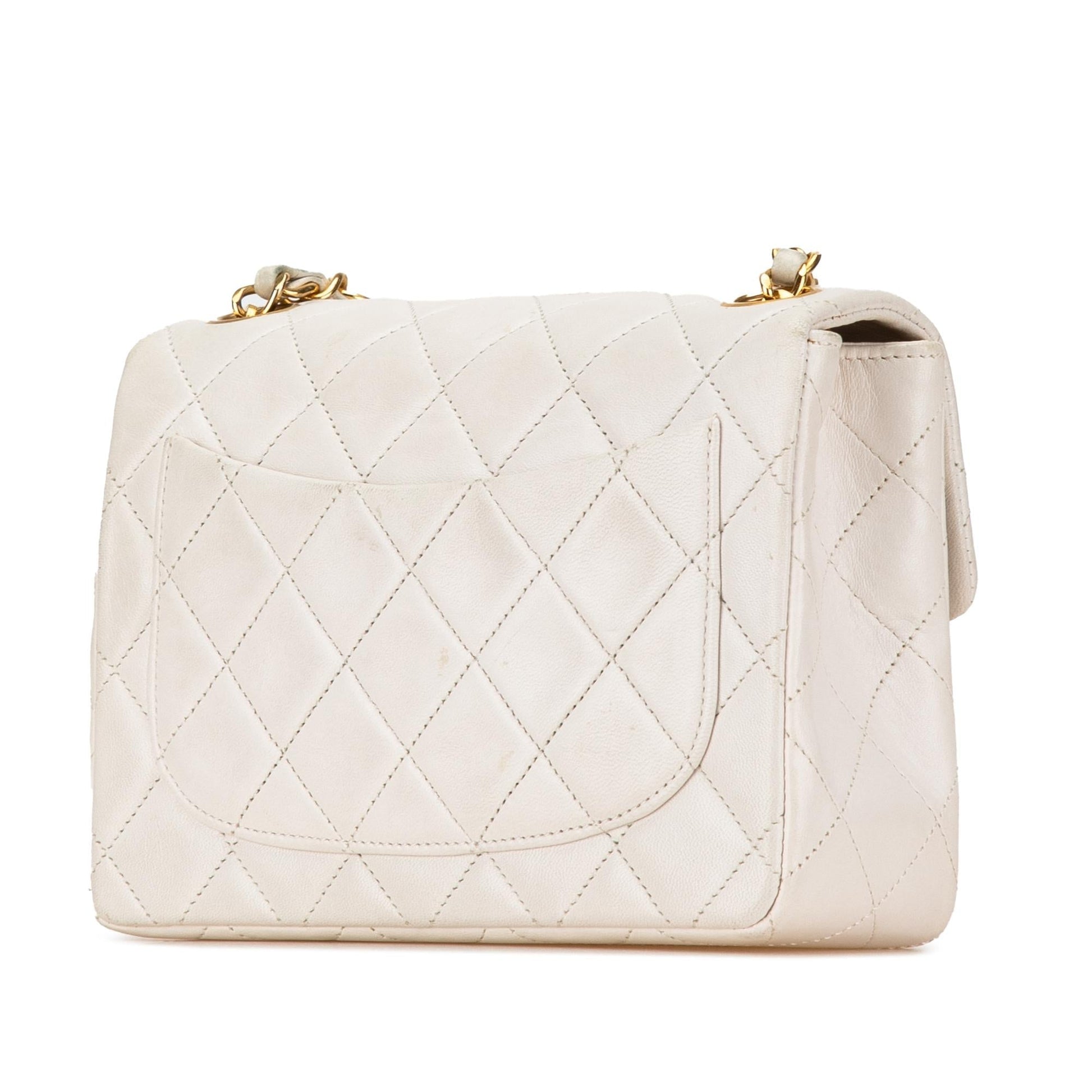 Chanel Square Classic Lambskin Single Flap Mini Bag Flap 2