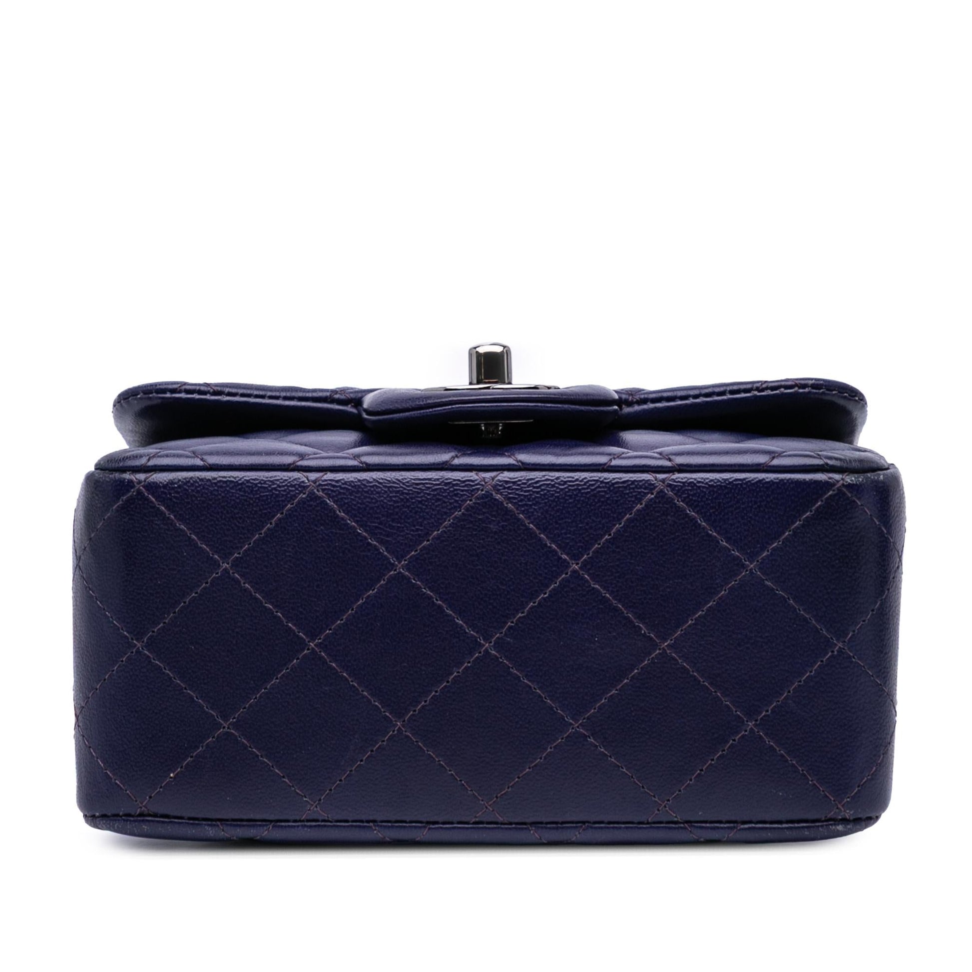 Chanel Square Classic Lambskin Single Flap Mini Bag Flap 4