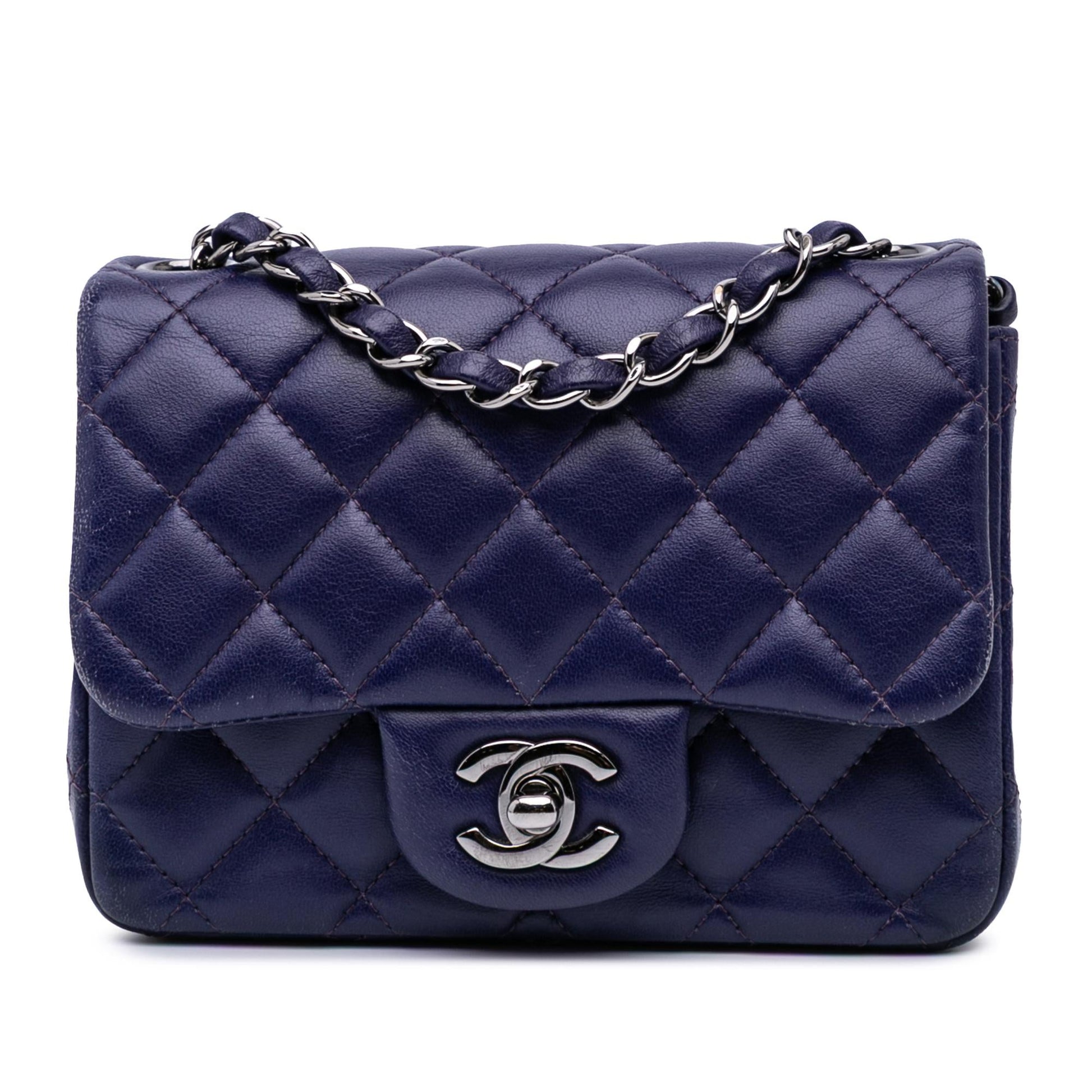 Chanel Square Classic Lambskin Single Flap Mini Bag Flap 4