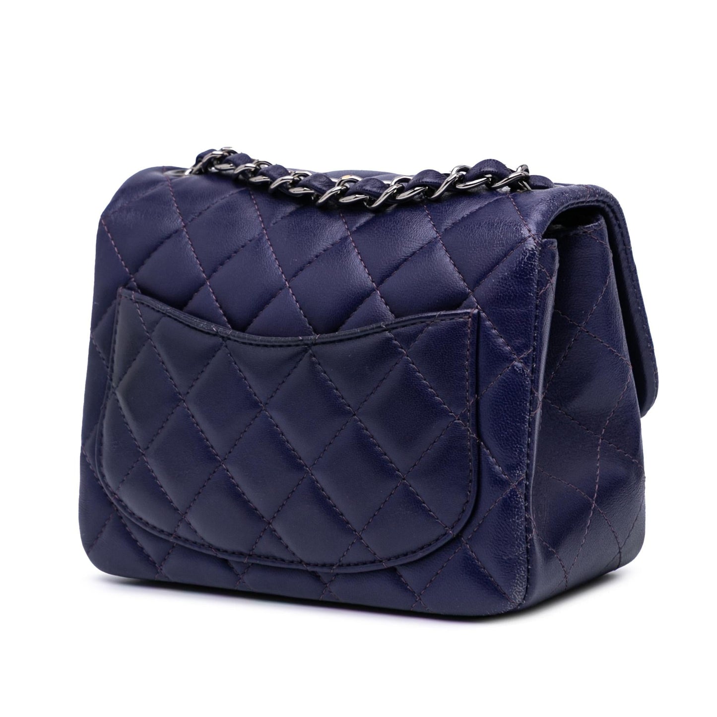 Chanel Square Classic Lambskin Single Flap Mini Bag Flap 4