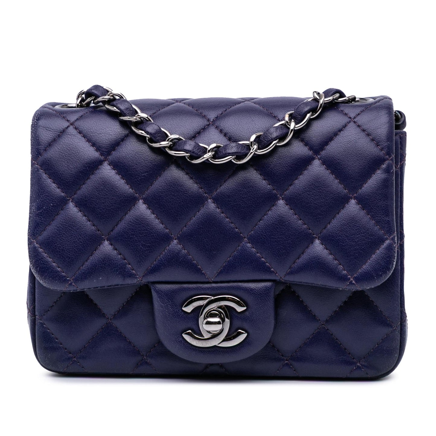 Chanel Square Classic Lambskin Single Flap Mini Bag Flap 5