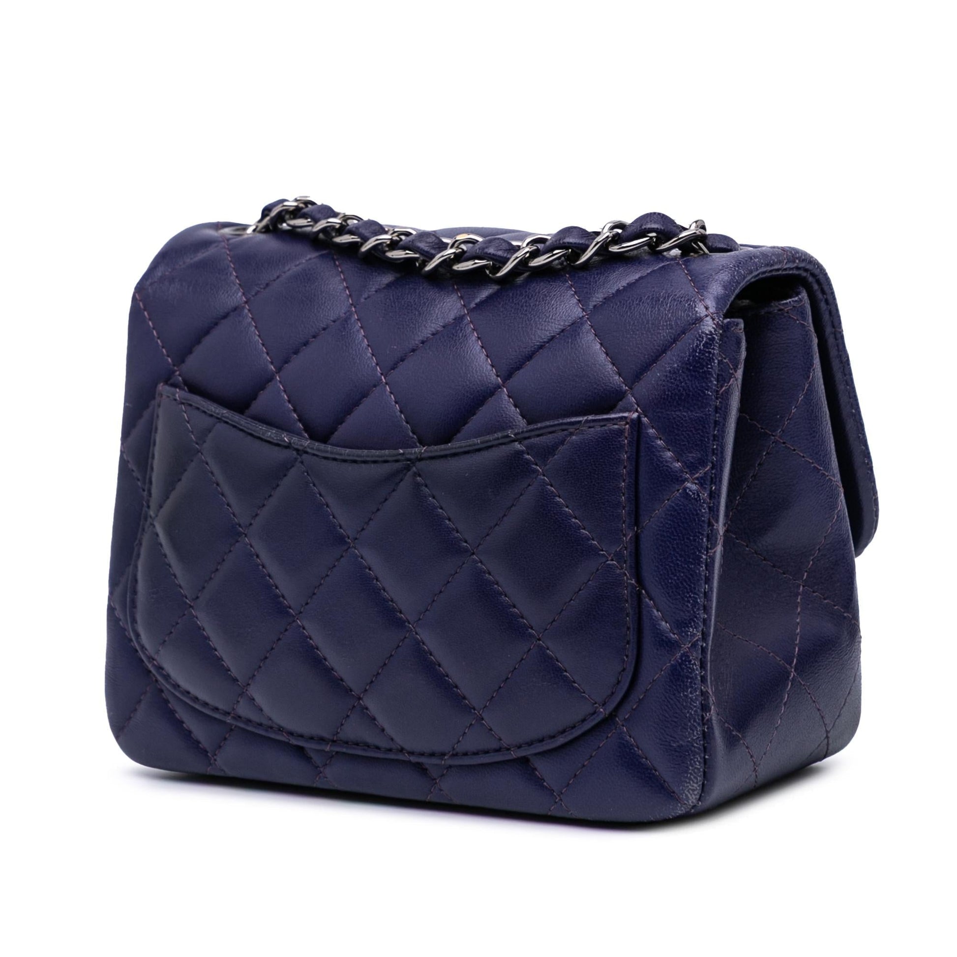 Chanel Square Classic Lambskin Single Flap Mini Bag Flap 5