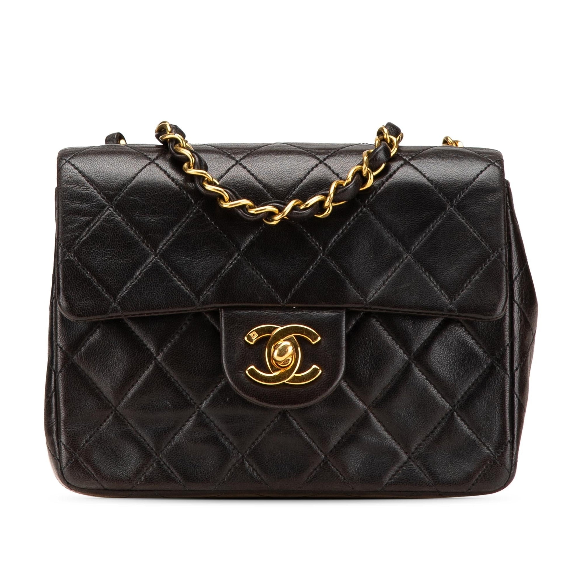 Chanel Square Classic Lambskin Single Flap Mini Bag Flap 8