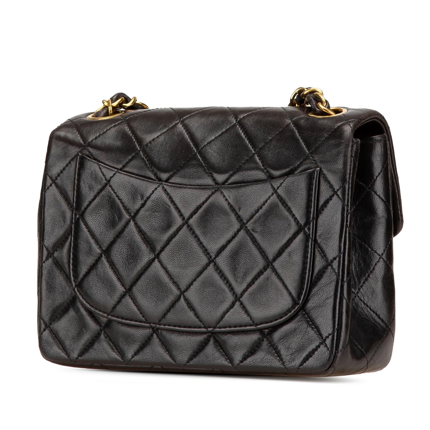 Chanel Square Classic Lambskin Single Flap Mini Bag Flap 8
