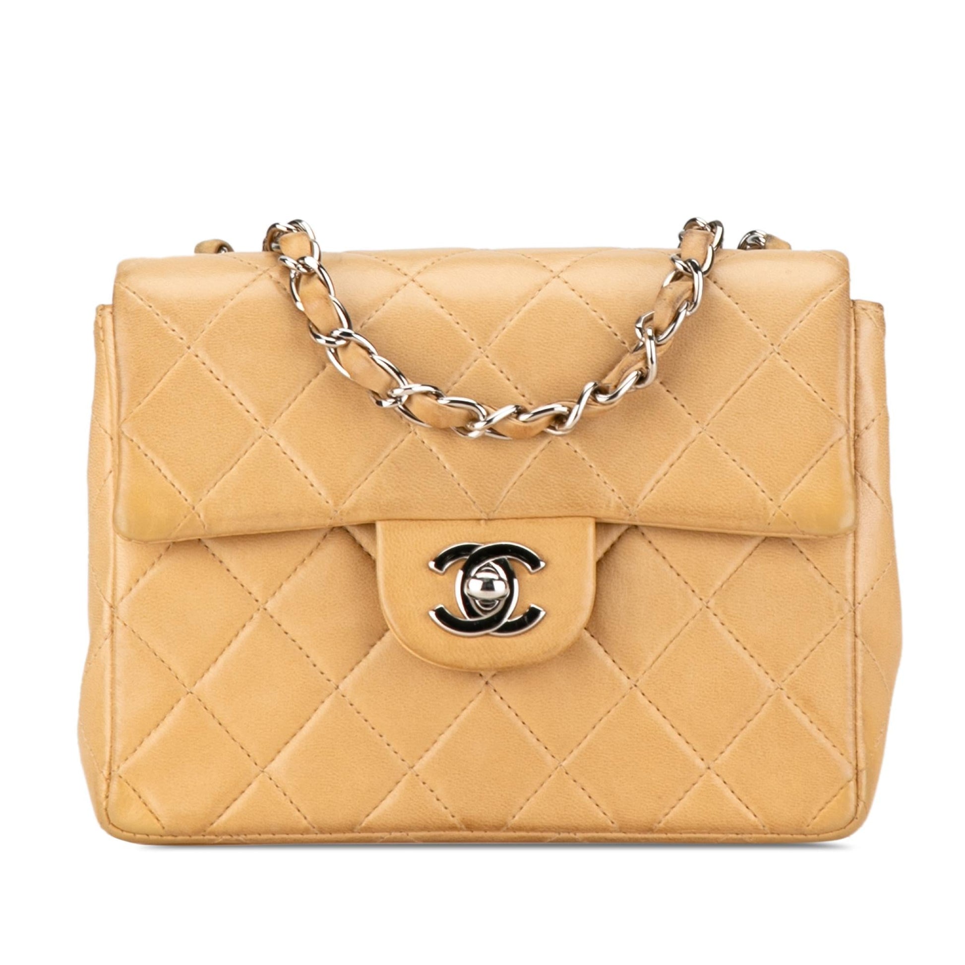 Chanel Square Classic Lambskin Single Flap Mini Bag Flap 9