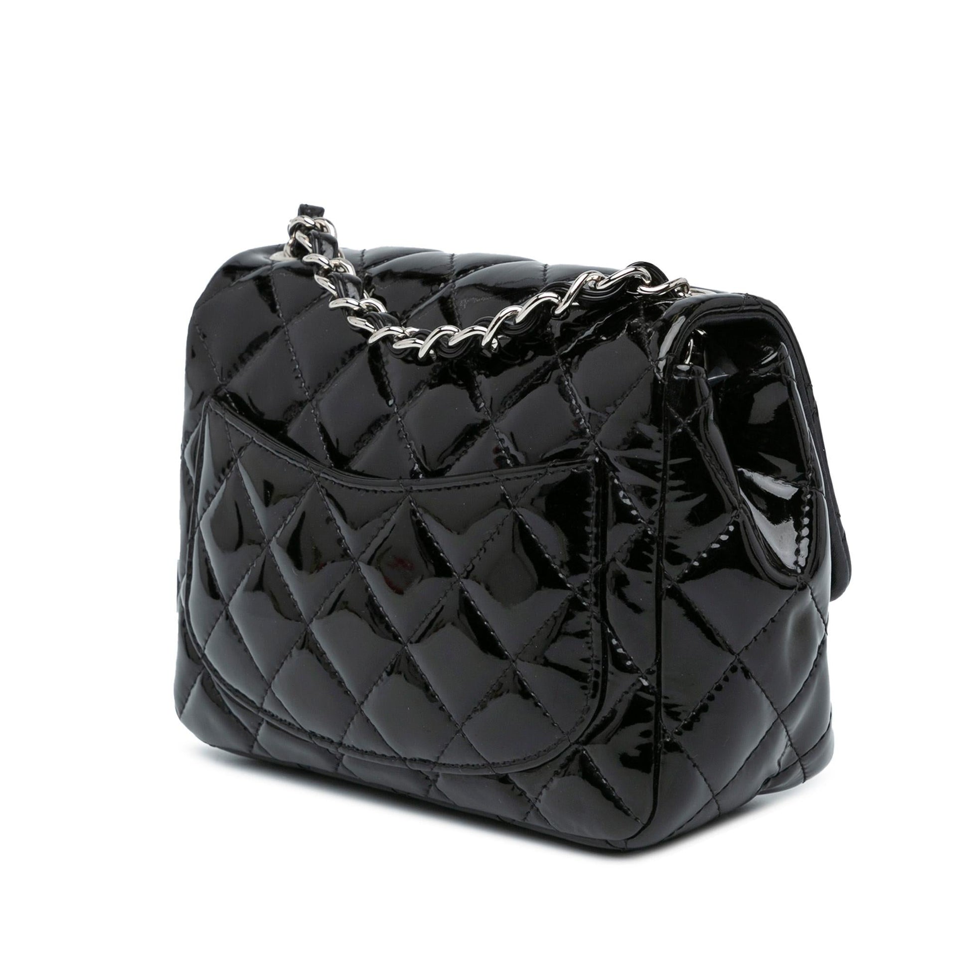 Chanel Square Classic Patent Single Flap Mini Bag Shg Beashn
