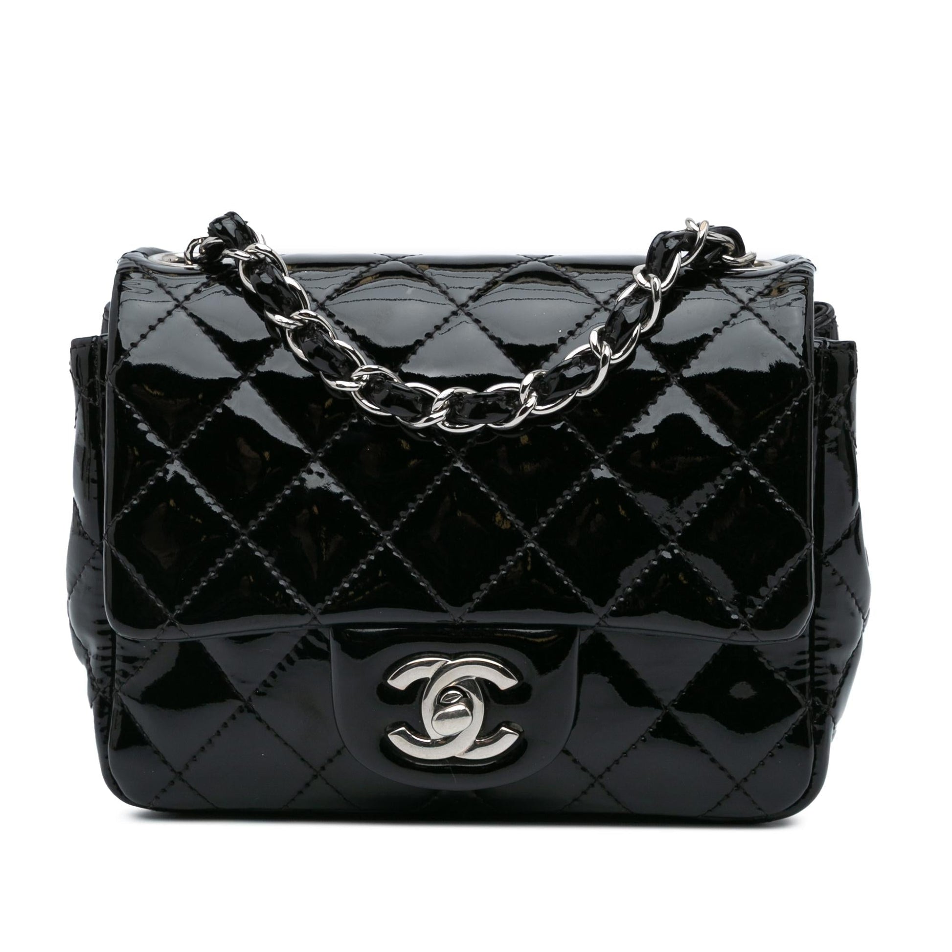 Chanel Square Classic Patent Single Flap Mini Bag Flap 5