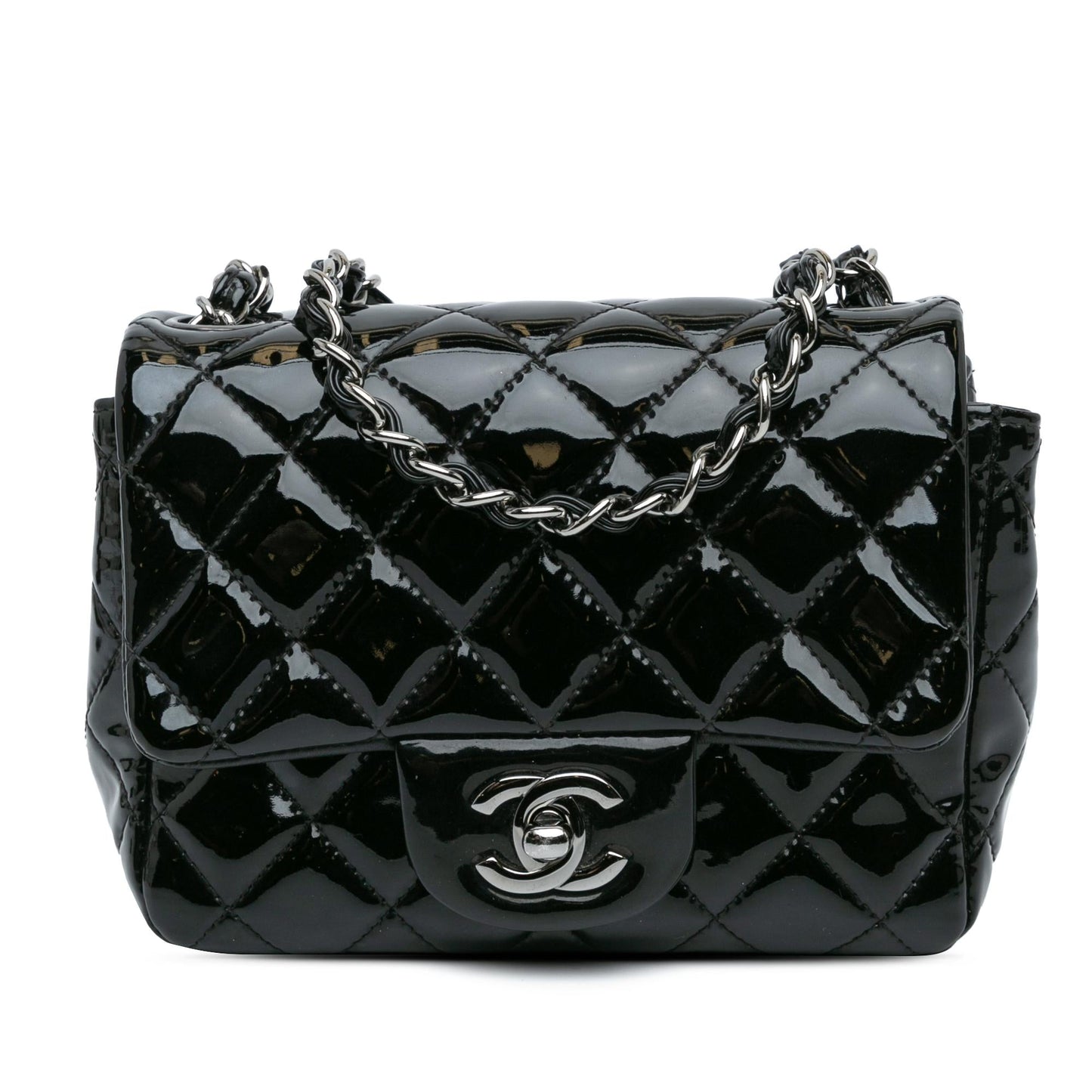 Chanel Square Classic Patent Single Flap Mini Bag Flap 8