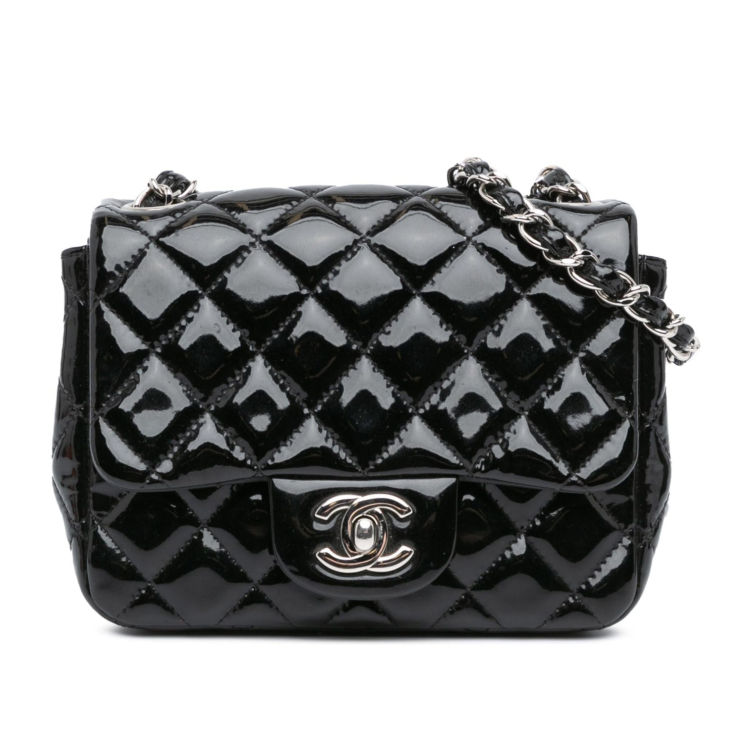 Chanel Square Classic Patent Single Flap Mini Bag Flap 11