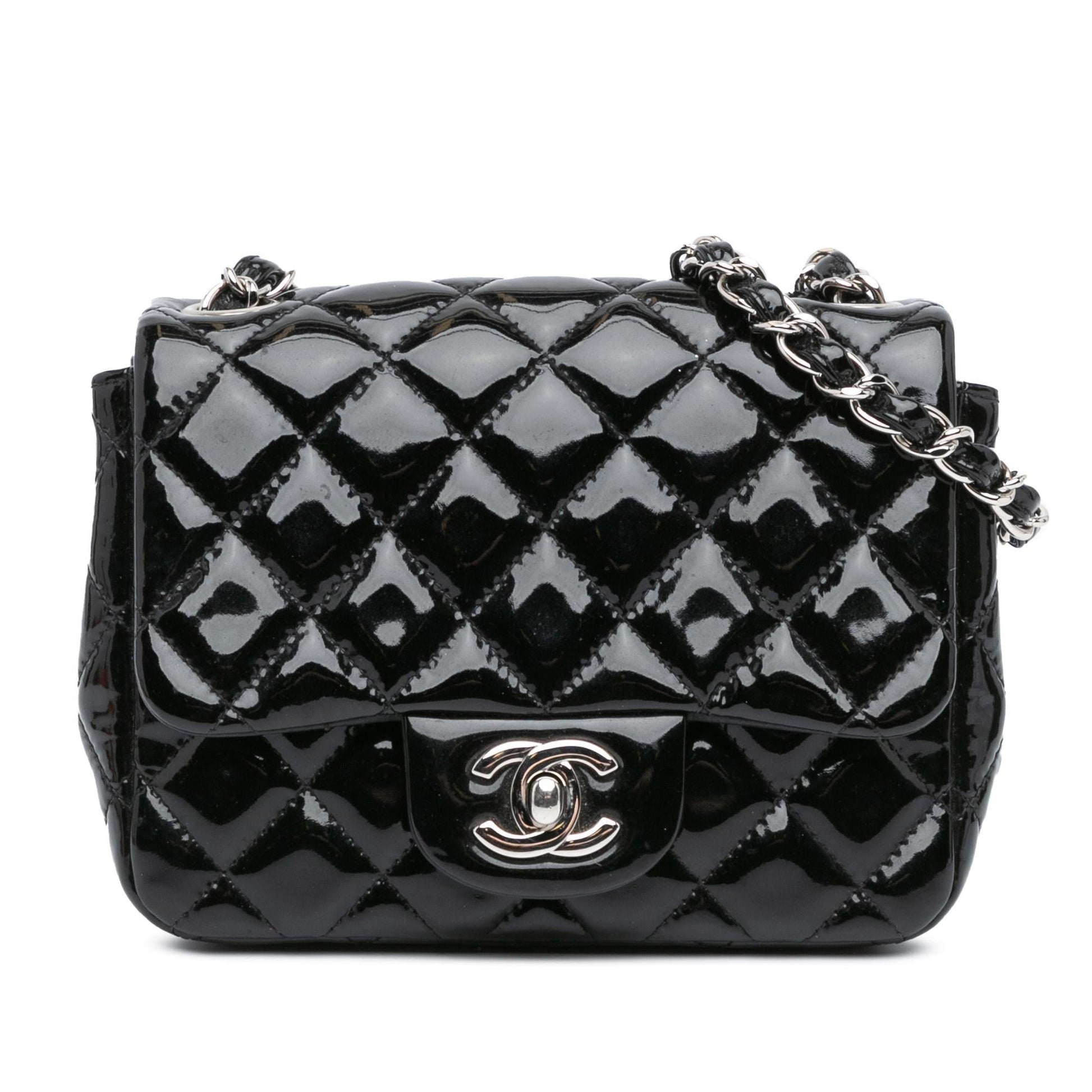 Chanel Square Classic Patent Single Flap Mini Bag Flap 11