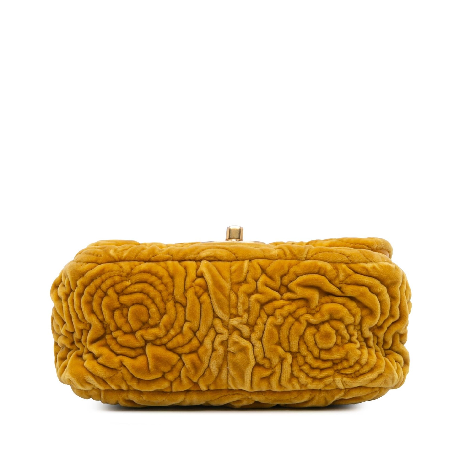 Chanel Square Velvet Camellia Embossed Flap Mini Bag Flap 1