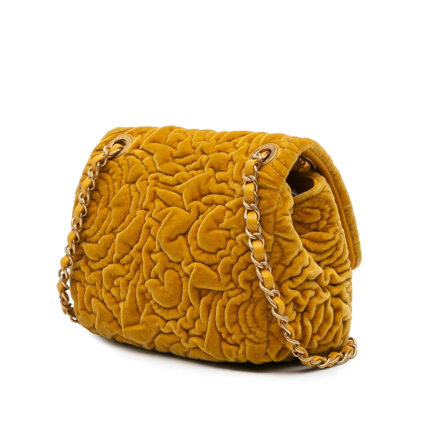 Chanel Square Velvet Camellia Embossed Flap Mini Bag Flap 1