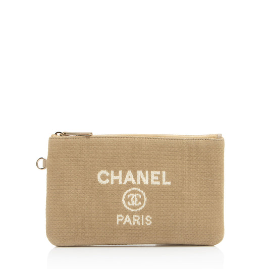 Chanel Mixed Fibers Deauville Pochette Clutch Bag