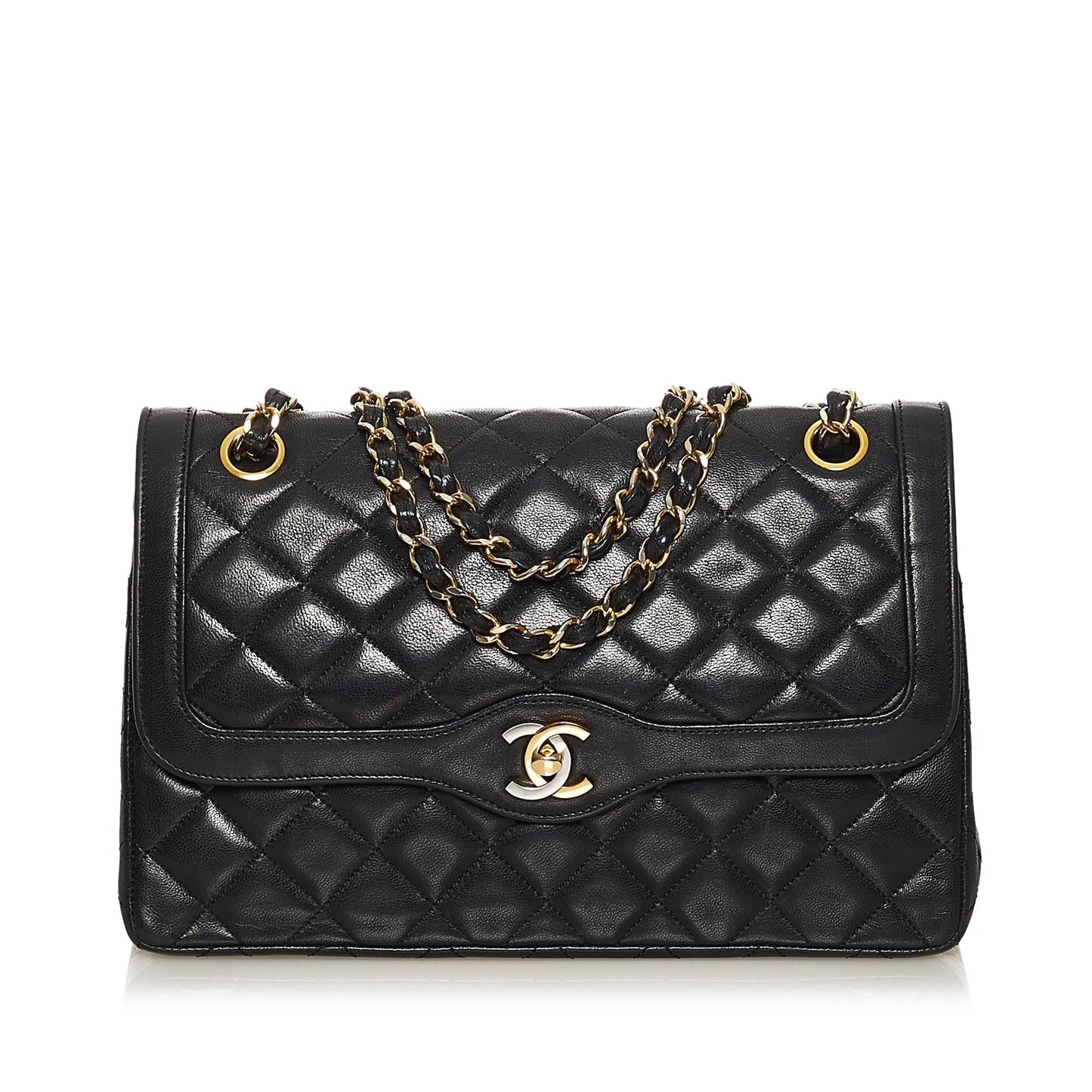 Chanel Paris Limited Edition Lambskin Double Flap Shoulder Bag