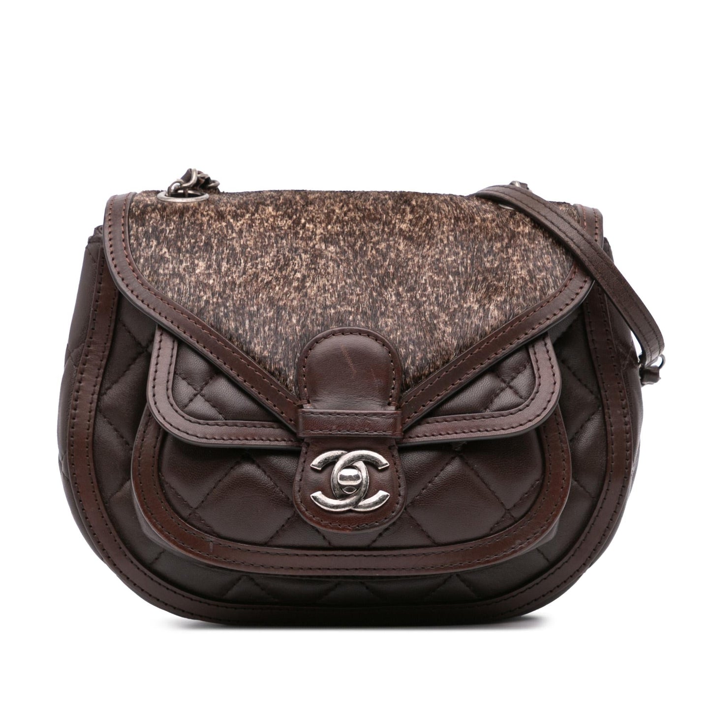 Chanel Paris-Salzburg Quilted Lambskin Pony Hair Saddle Crossbody Bag Crossbody 1