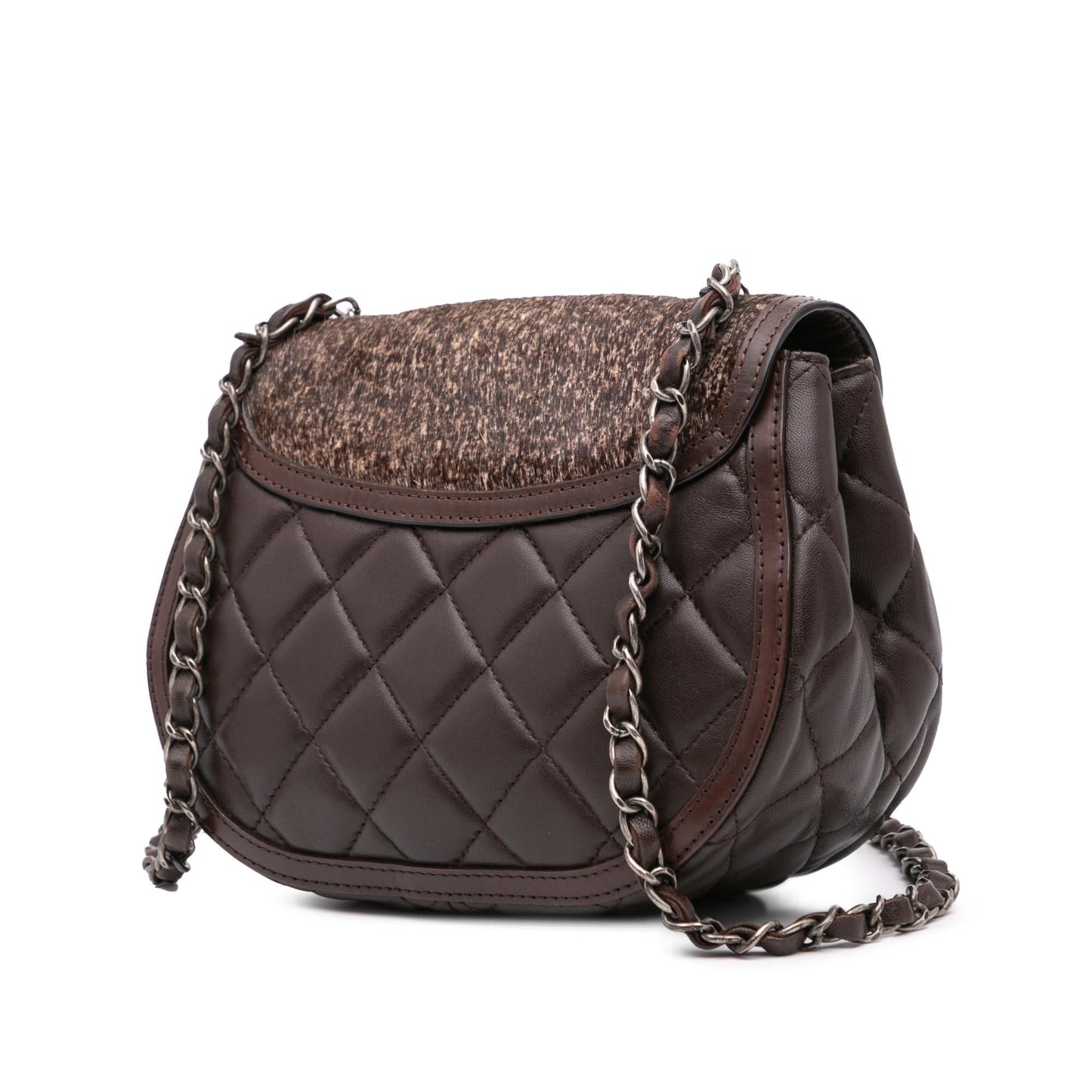 Chanel Paris-Salzburg Quilted Lambskin Pony Hair Saddle Crossbody Bag Crossbody 1