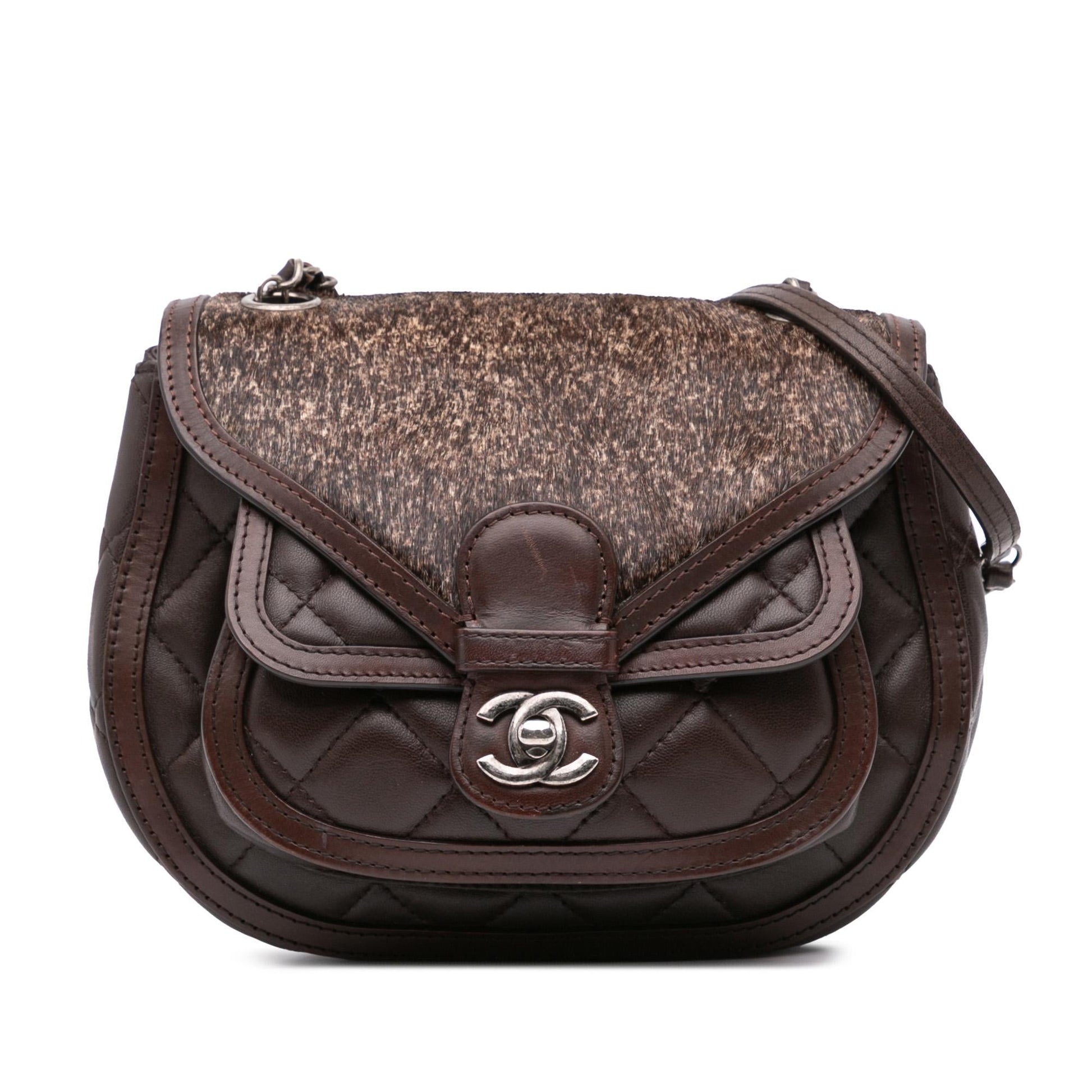 Chanel Paris-Salzburg Quilted Lambskin Pony Hair Saddle Crossbody Bag Crossbody 2
