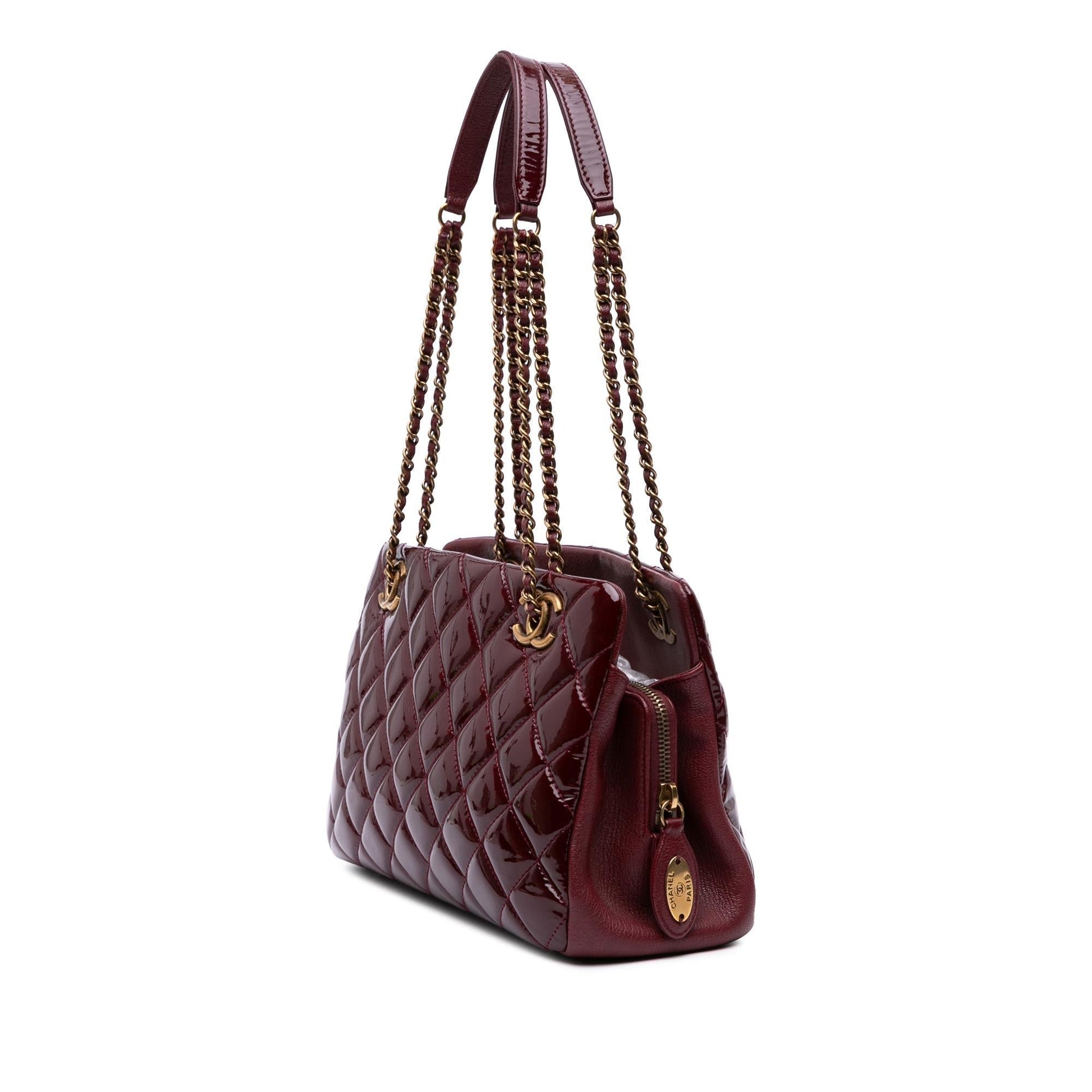 Chanel Paris Salzburg Patent Goatskin CC Eyelet Small Tote Bag