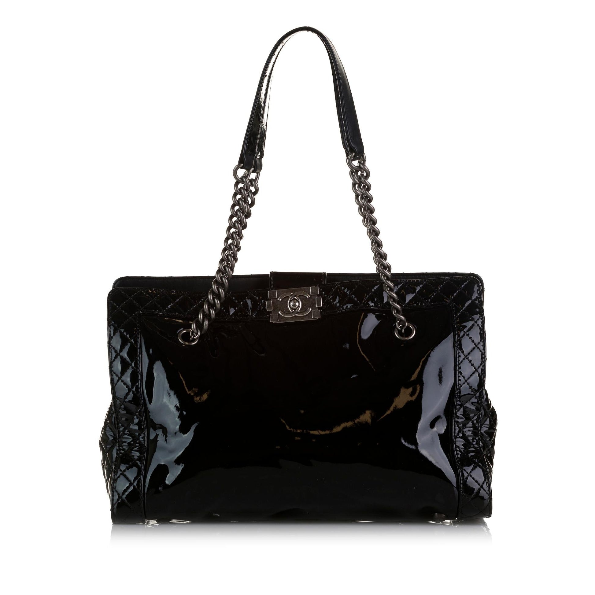 Chanel Patent Boy Reverso Shopping Tote Bag Tote 2