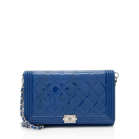 Chanel Patent Boy on Leather Clutch Bag