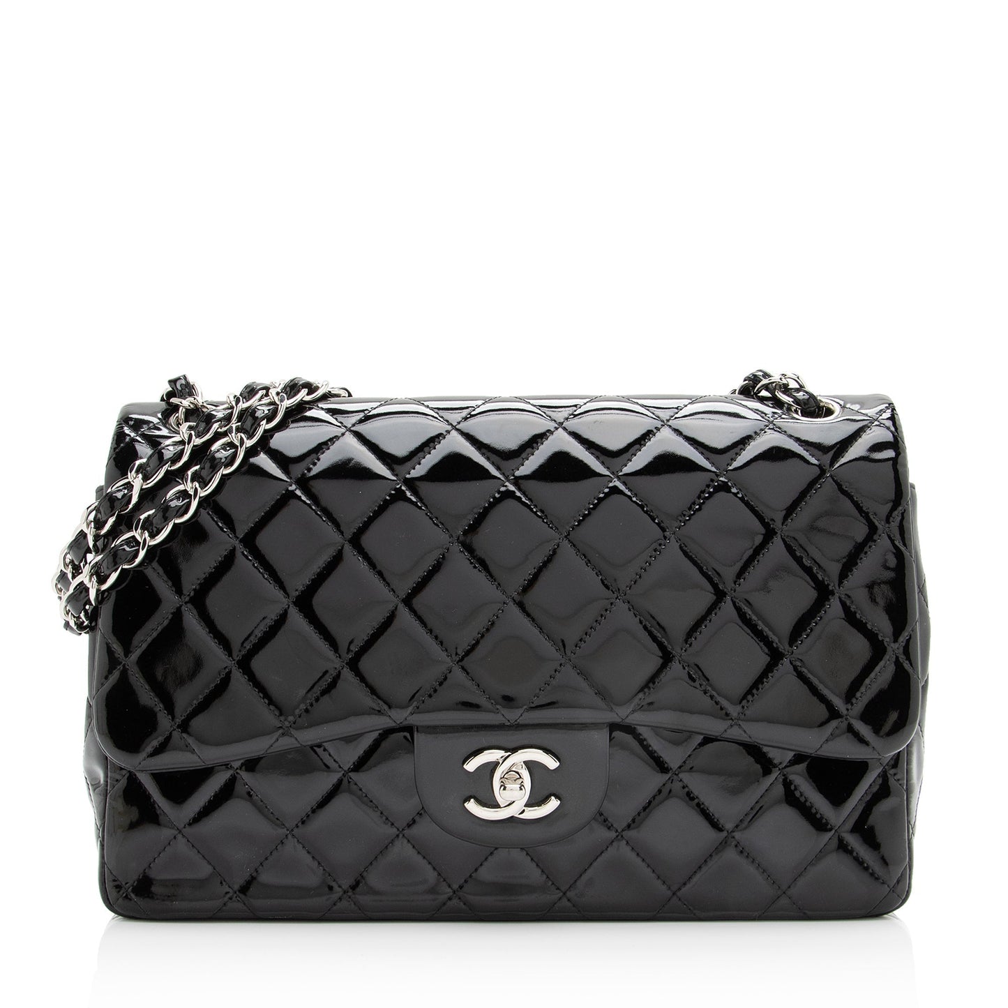 Chanel Patent Classic Jumbo Double Flap SHF Leather Shoulder Bag 4