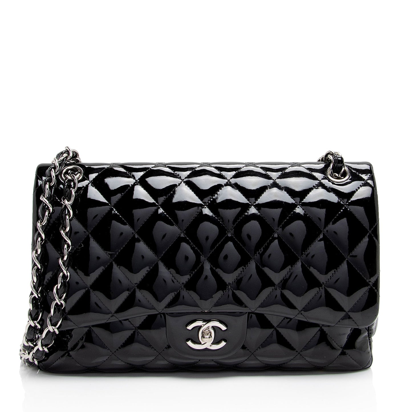 Chanel Patent Classic Jumbo Double Flap SHF-zuaFhW Leather Shoulder Bag