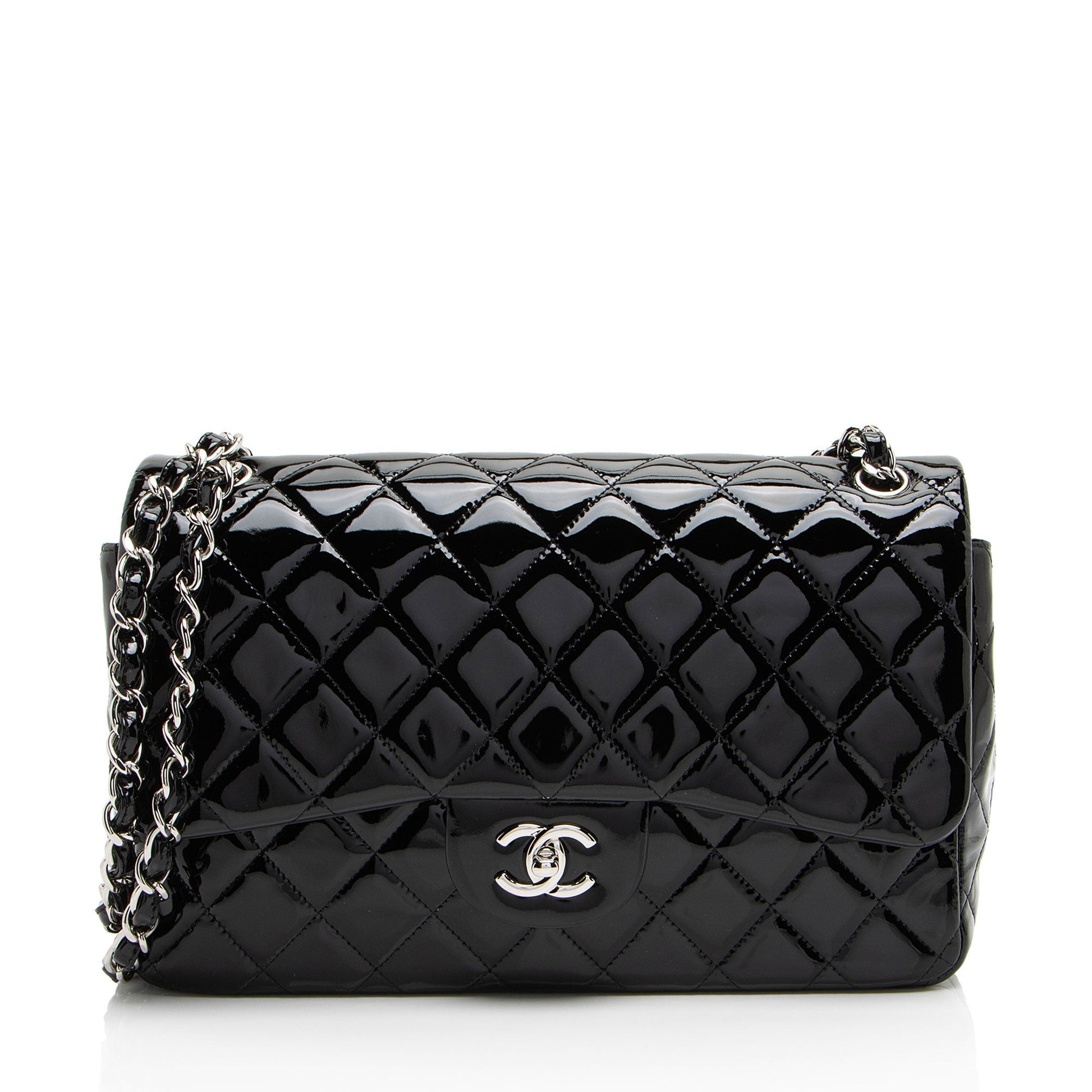 Chanel Patent Classic Jumbo Double Flap Leather Shoulder Bag