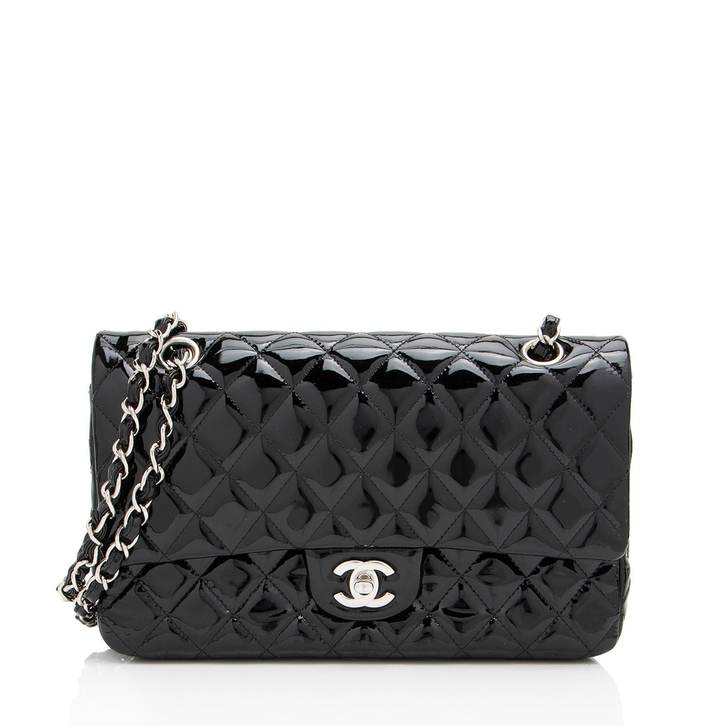 Chanel Patent Classic Double Flap Leather Shoulder Bag Shf Vw1Lpd