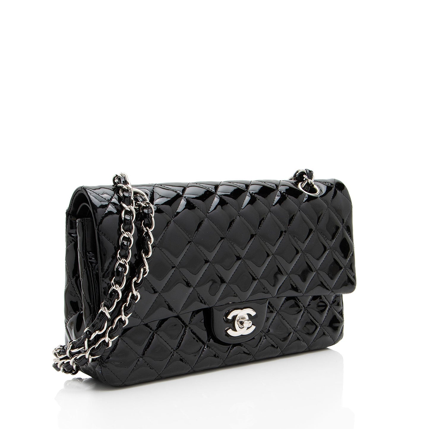 Chanel Patent Classic Double Flap Leather Shoulder Bag Shf Vw1Lpd