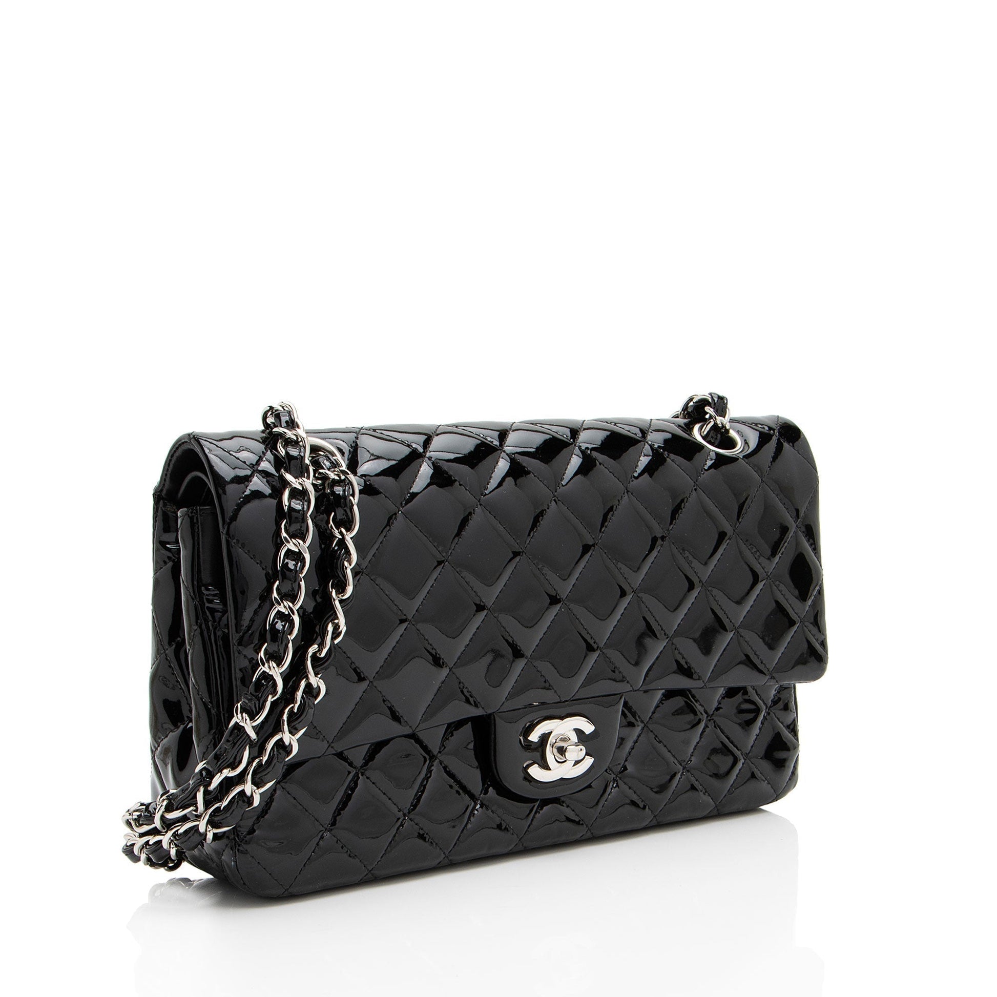 Chanel Patent Classic Double Flap Leather Shoulder Bag Shf Vw1Lpd
