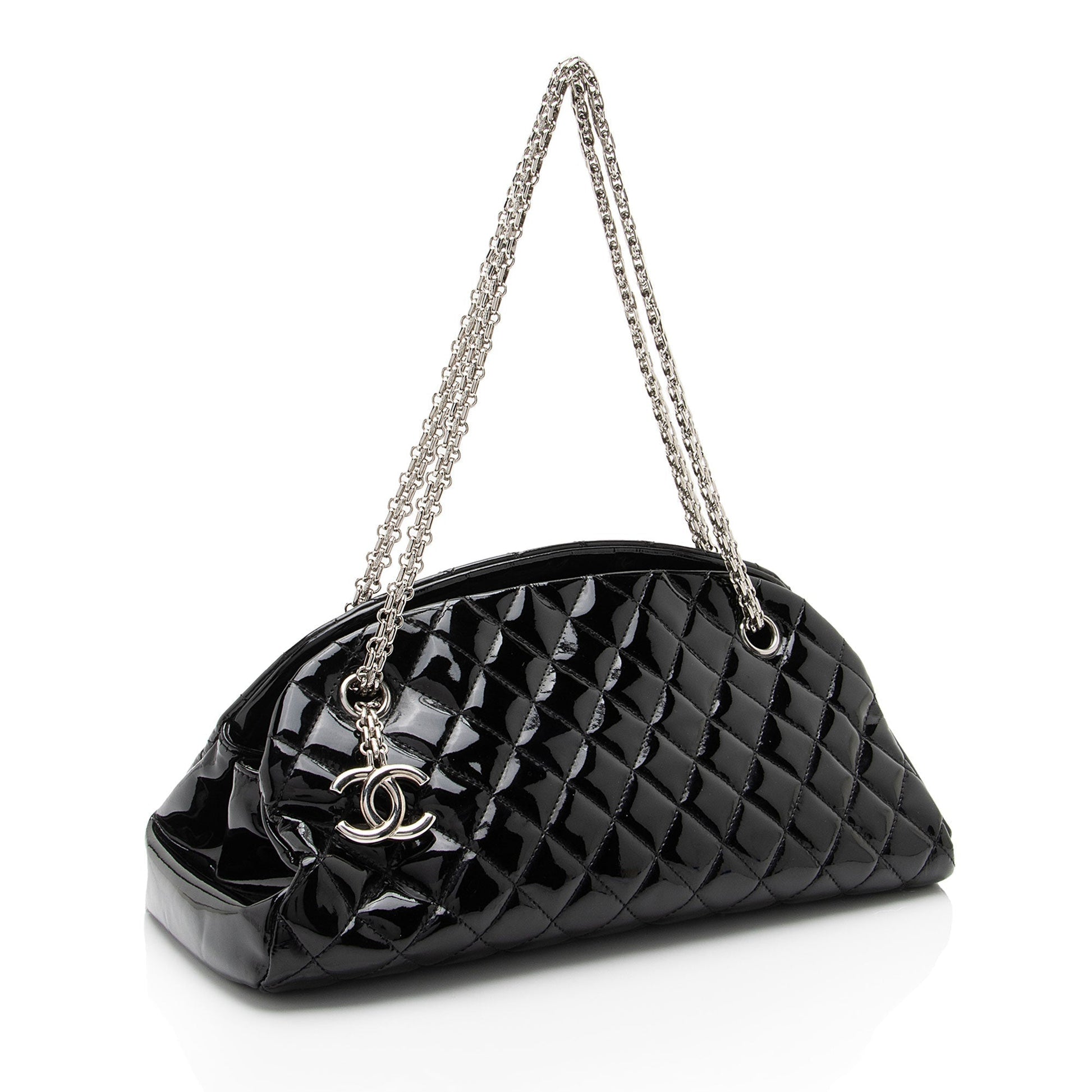 Chanel Patent Just Mademoiselle Bowler SHF-HYGAdd Leather Handbag