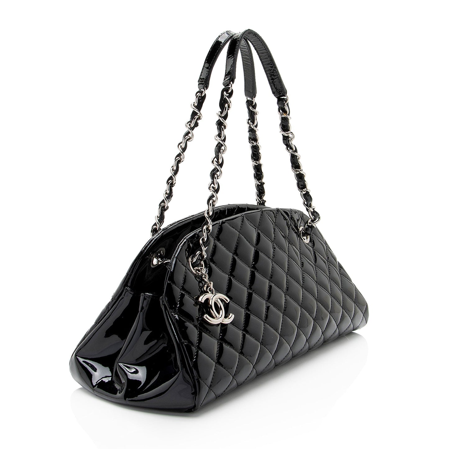 Chanel Patent Just Mademoiselle Bowler SHF-xTHbdI Leather Handbag