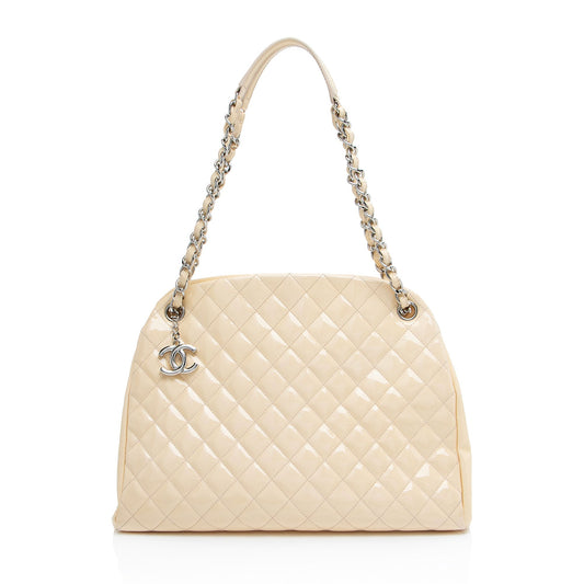 Chanel Patent Just Mademoiselle Bowler Leather Handbag