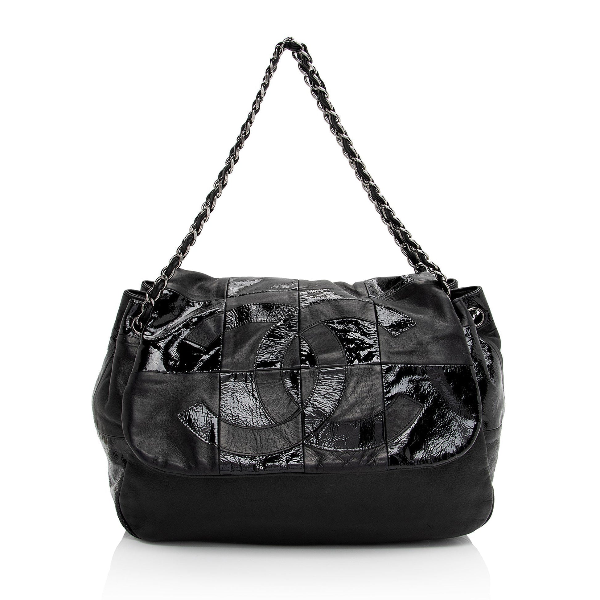 Chanel Patent Lambskin Brooklyn Ligne CC Accordion Leather Shoulder Bag