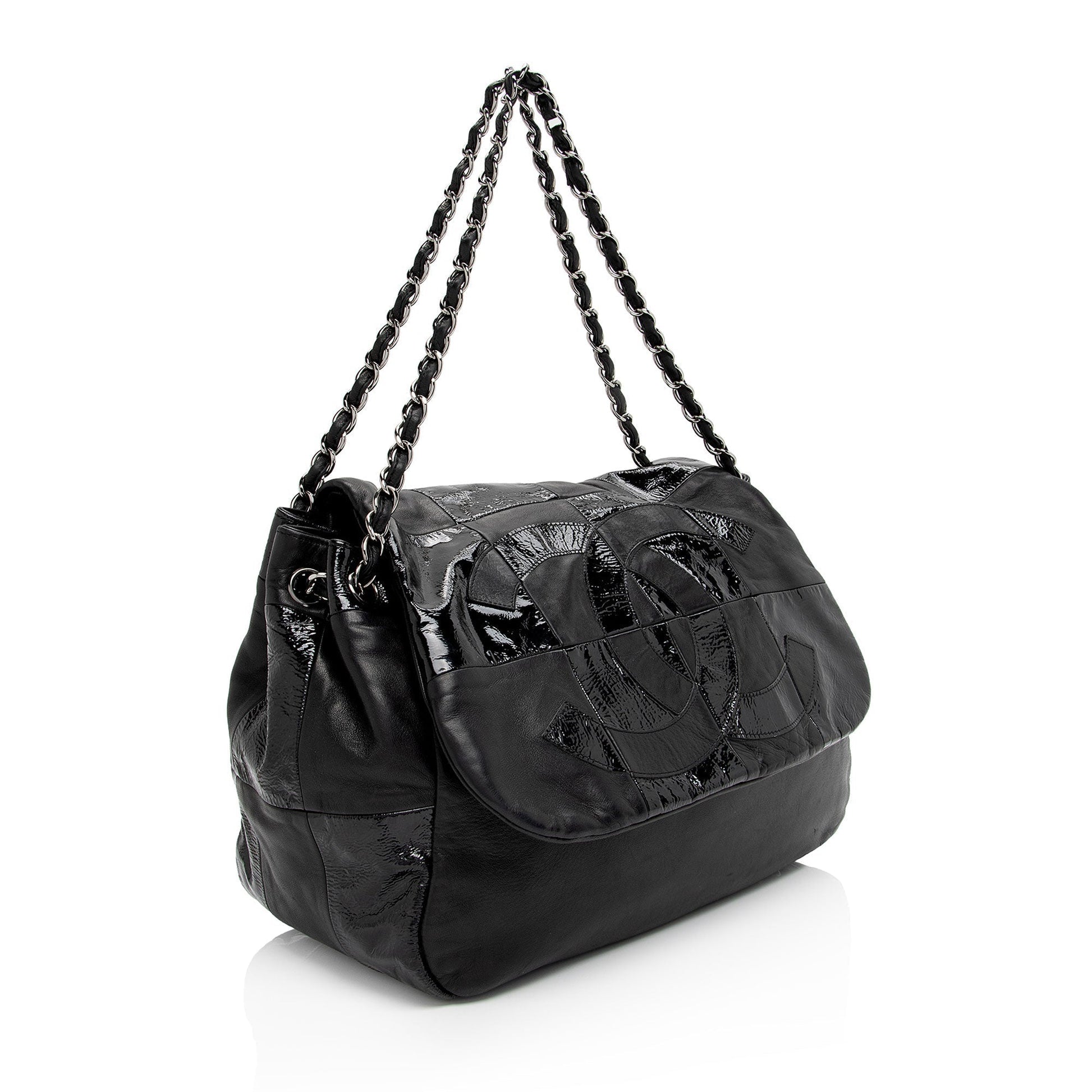 Chanel Patent Lambskin Brooklyn Ligne CC Accordion Leather Shoulder Bag