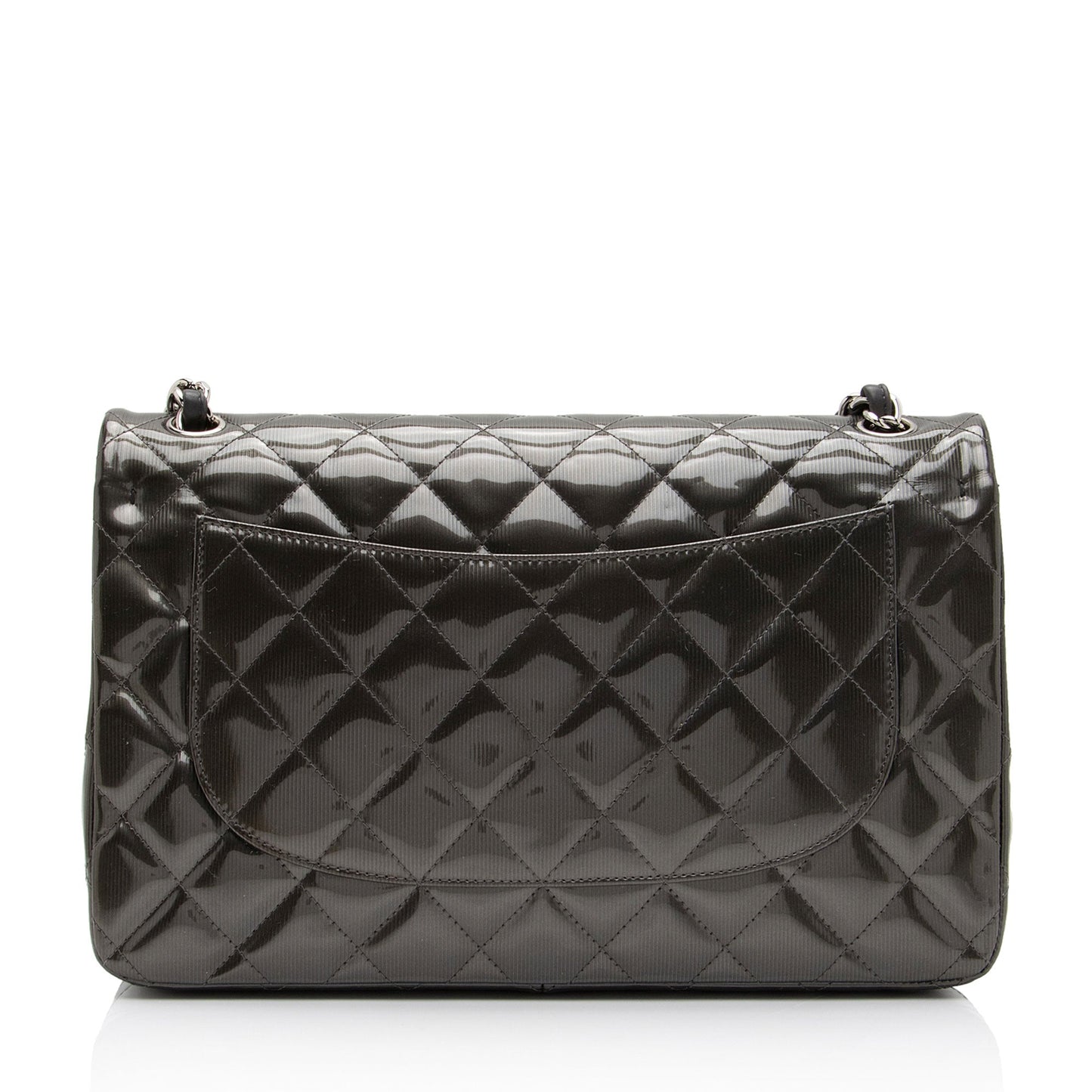 Chanel Patent Stripe Classic Jumbo Double Flap Leather Shoulder Bag