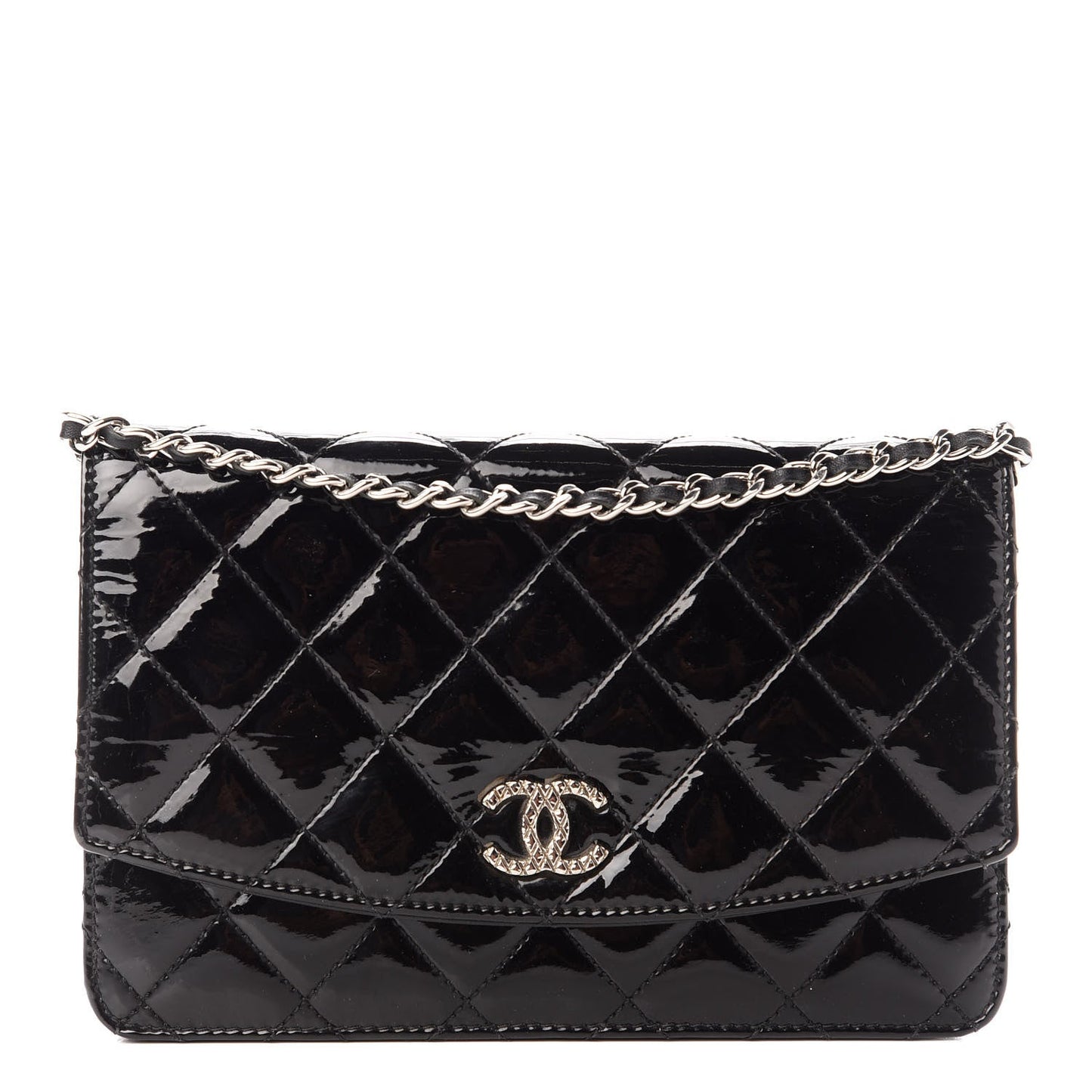 Chanel Quilted Patent on WOC Wallet Case