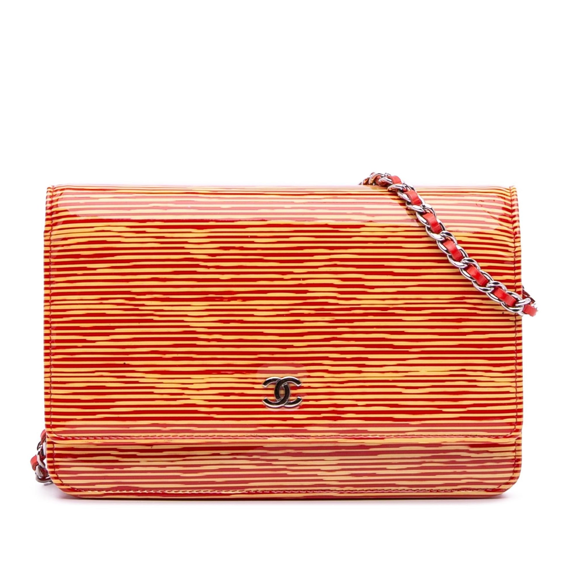 Chanel Patent Striped On Wallet Case