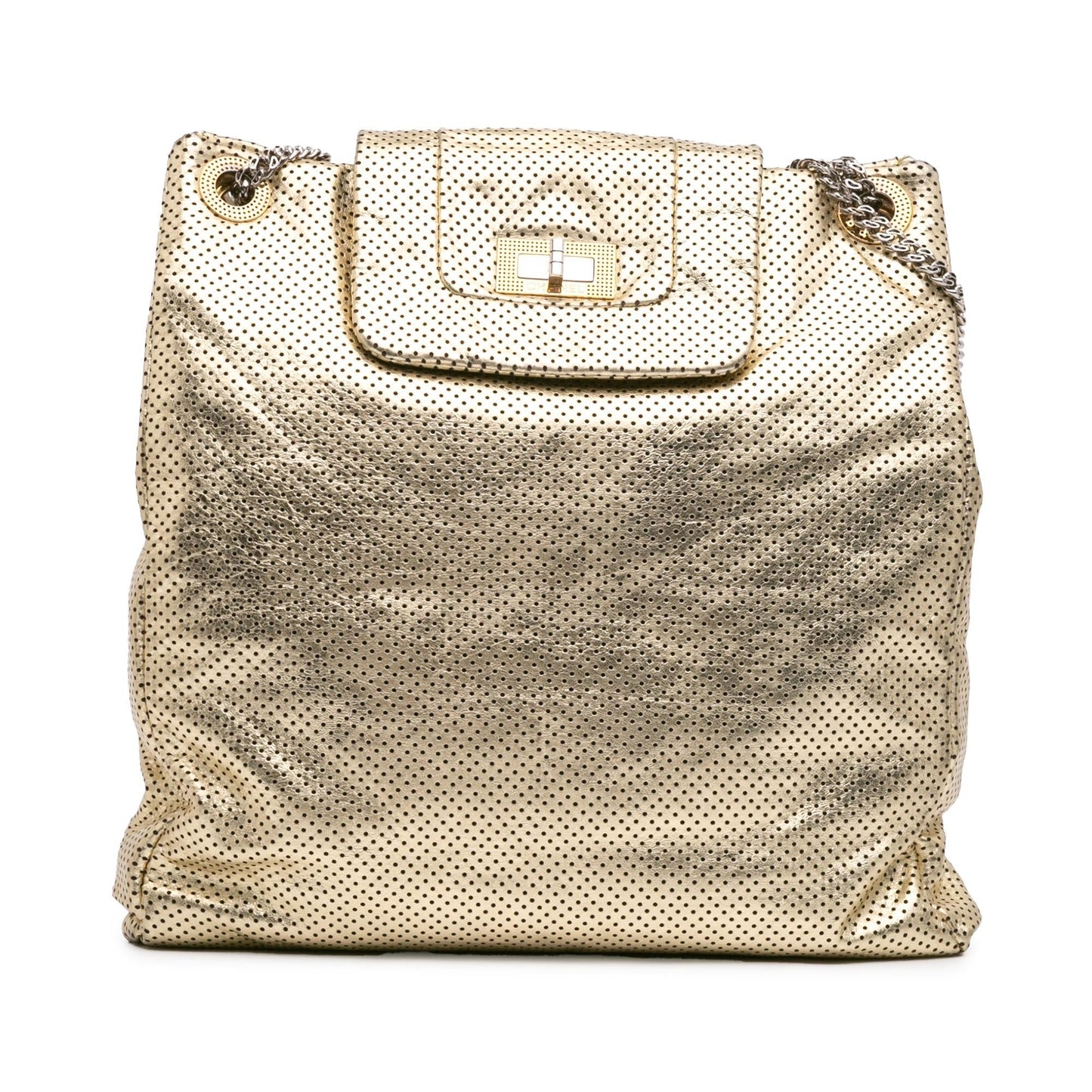 Chanel Perforated Crackled Tote Bag Perforated Crackled