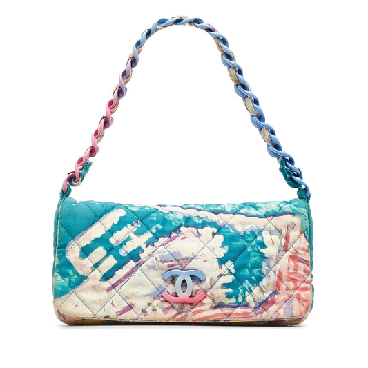 Chanel Printed Watercolor Pochette Flap SHG-LineIE Canvas Clutch Bag