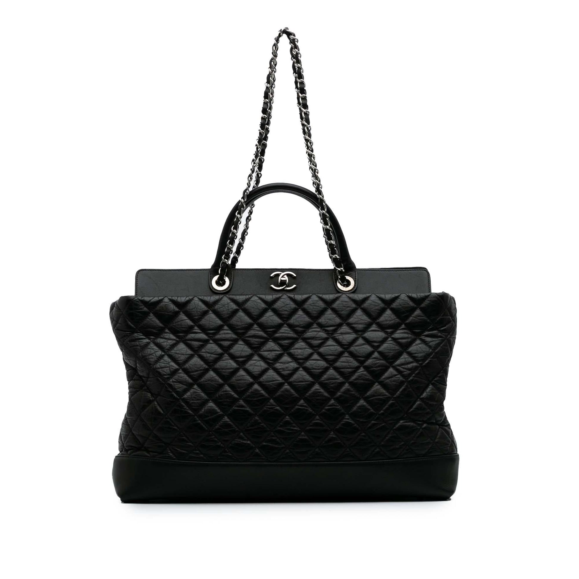Chanel Quilted Aged Calfskin Be CC Shopper Tote Bag