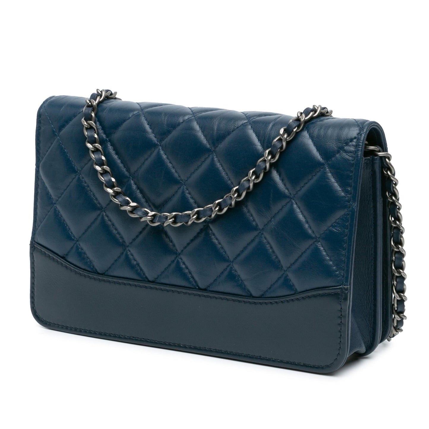 Chanel Quilted Aged Calfskin Gabrielle On Wallet Case