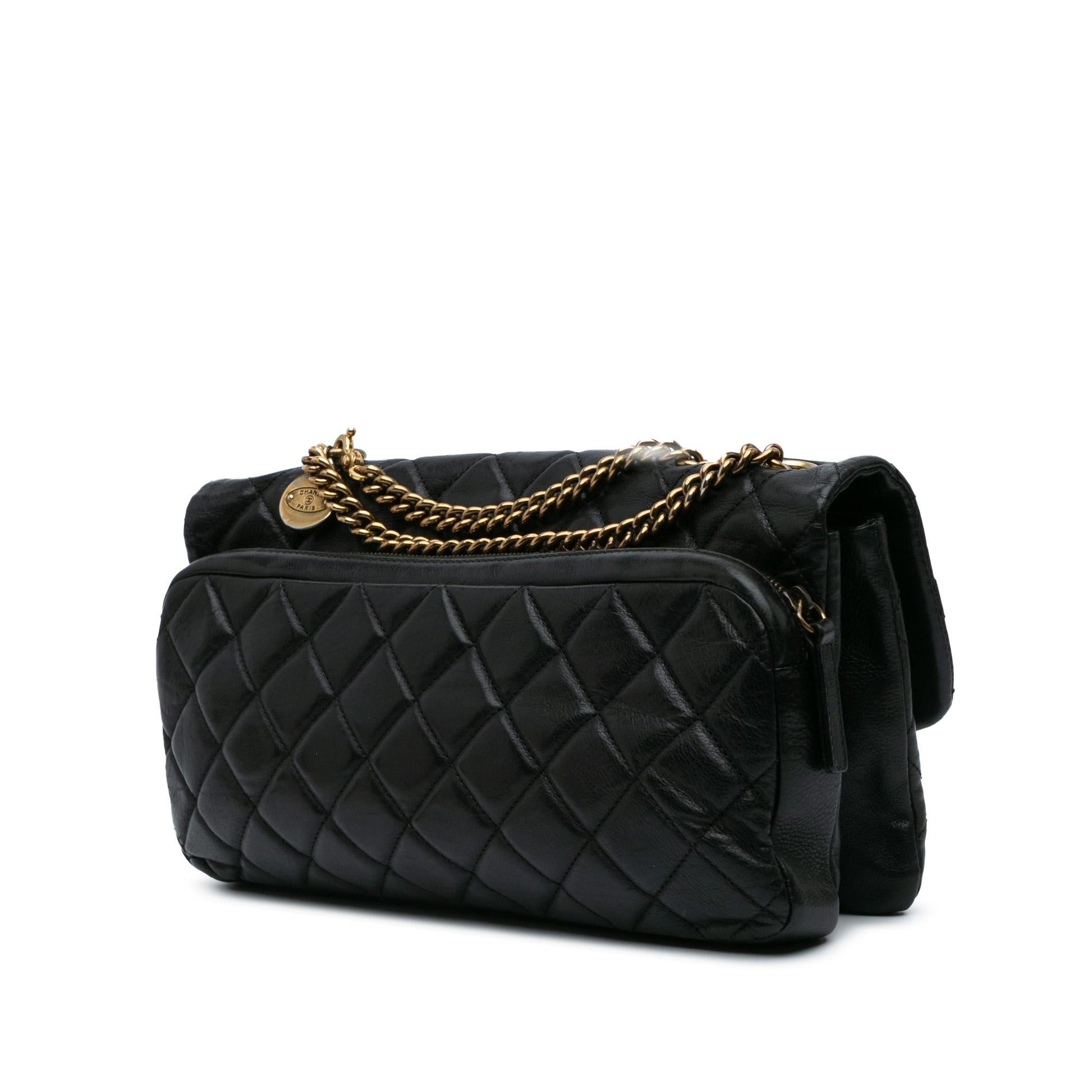 Chanel Quilted Calfskin CC Crown Flap Handbag