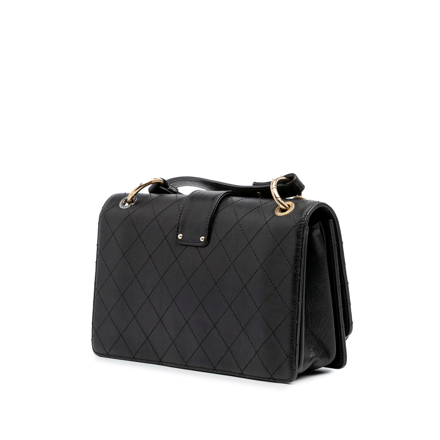 Chanel Quilted Calfskin Double Top Handle Flap Handbag
