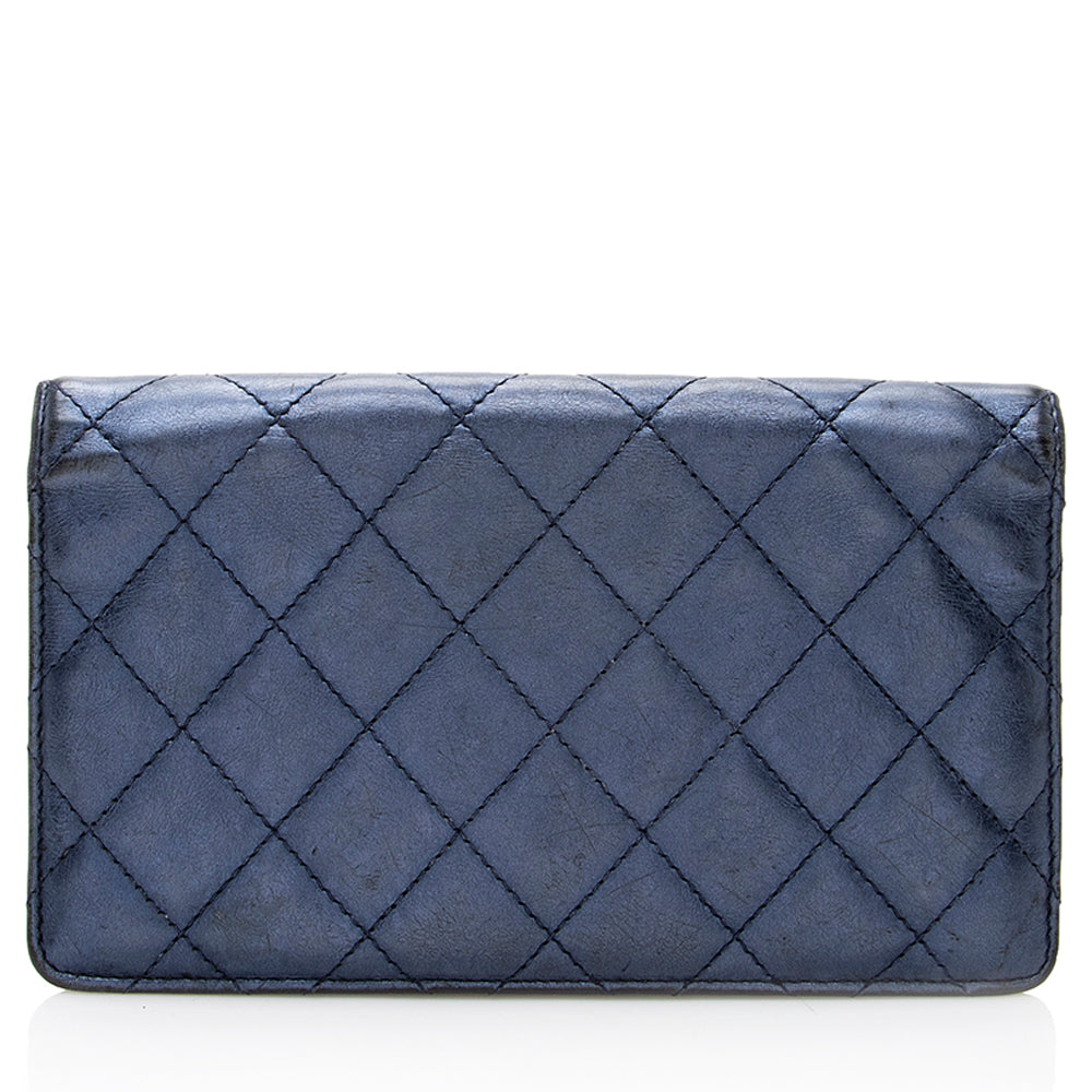 Chanel Quilted Metallic Calfskin Reissue Yen Wallet SALE ()