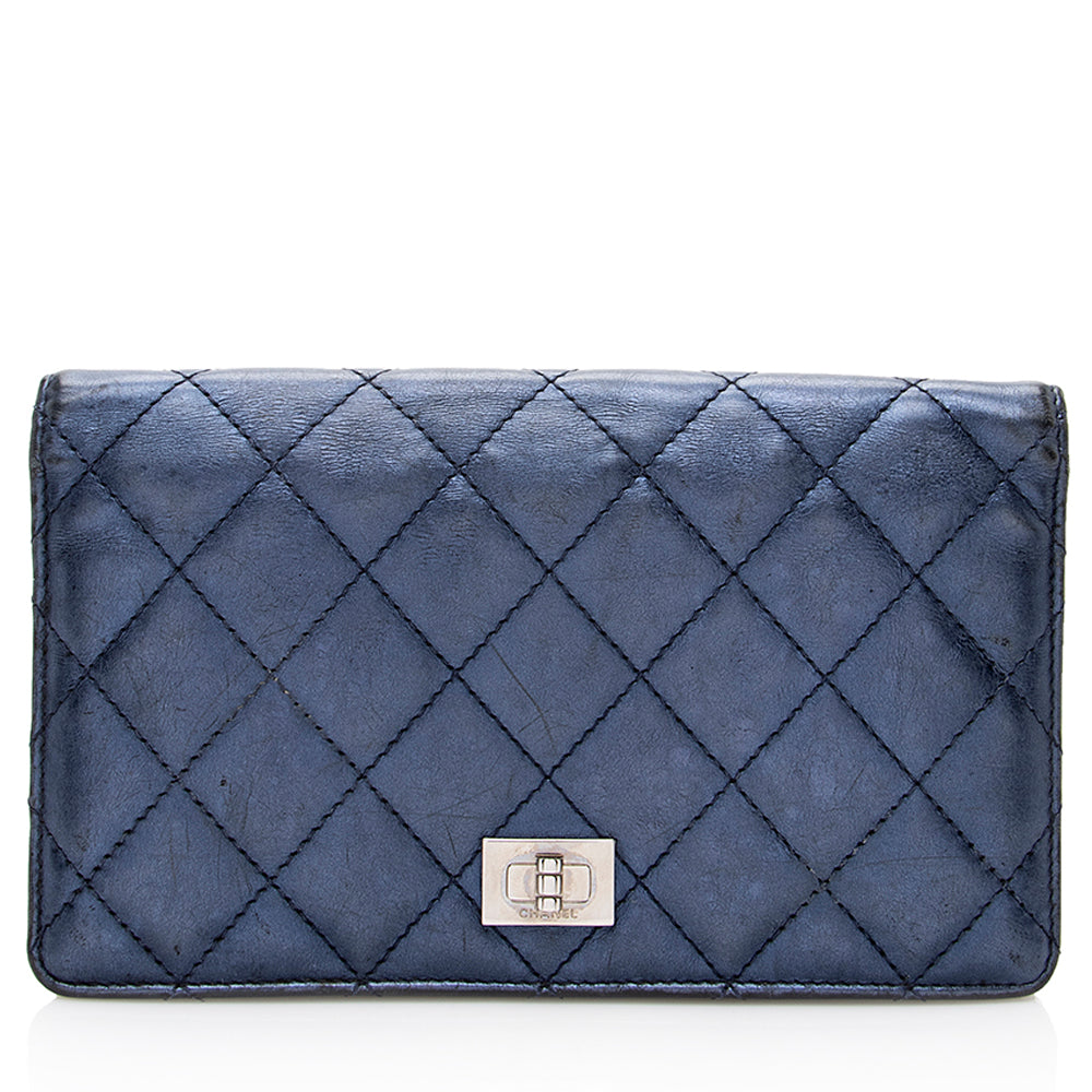 Chanel Quilted Metallic Calfskin Reissue Yen Wallet SALE ()