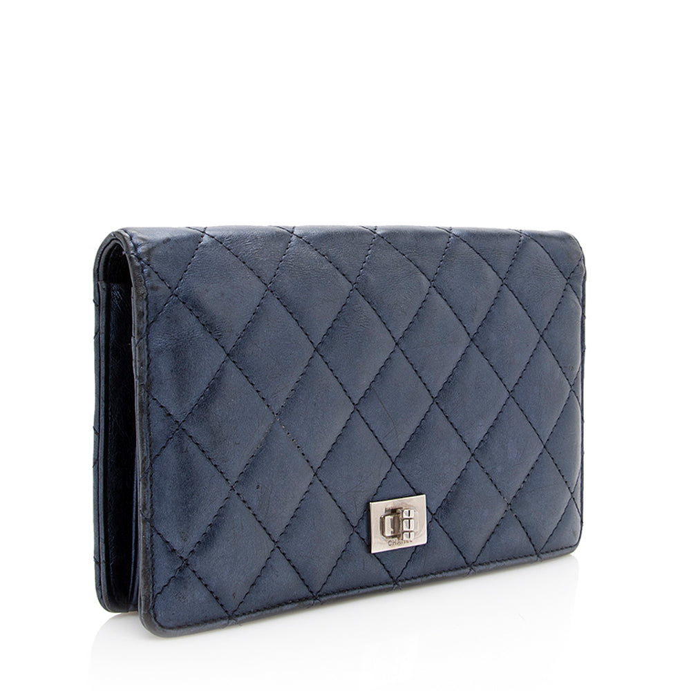 Chanel Quilted Metallic Calfskin Reissue Yen Wallet SALE ()