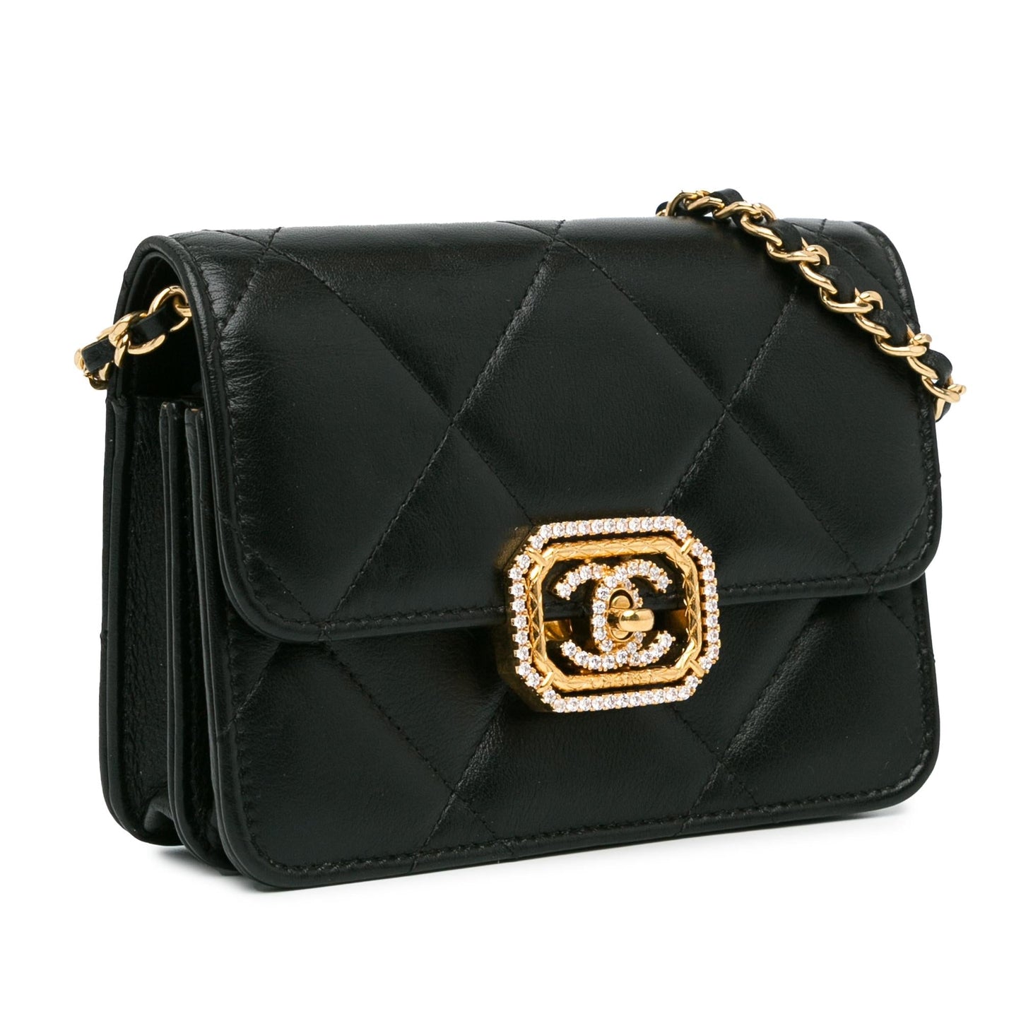 Chanel Quilted Calfskin Strass Flap SHG-NLlIcy Clutch Bag